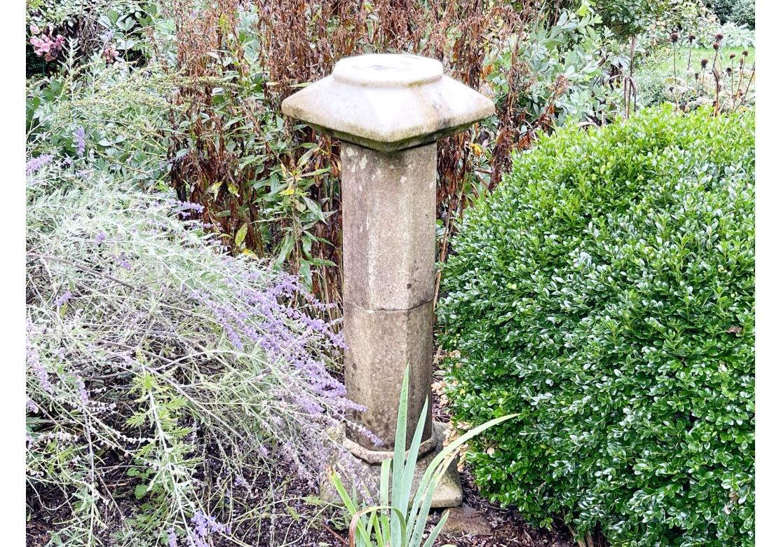Fine Antique Octagonal Cut Marble Garden Pedestal For Sale 2