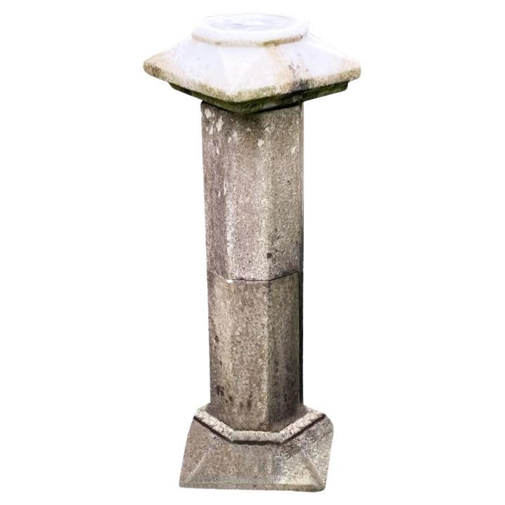 Fine Antique Octagonal Cut Marble Garden Pedestal For Sale