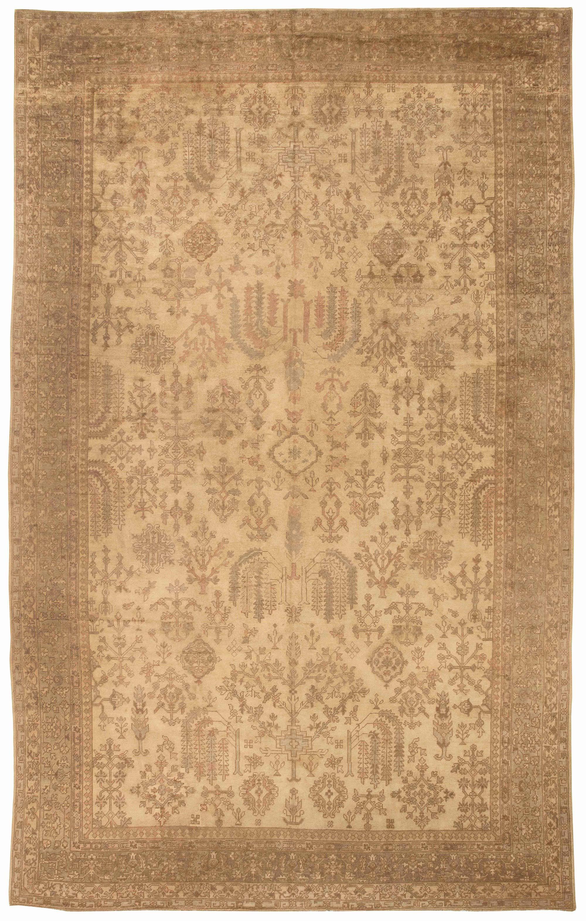 Antique Oushak Handmade Wool Carpet For Sale