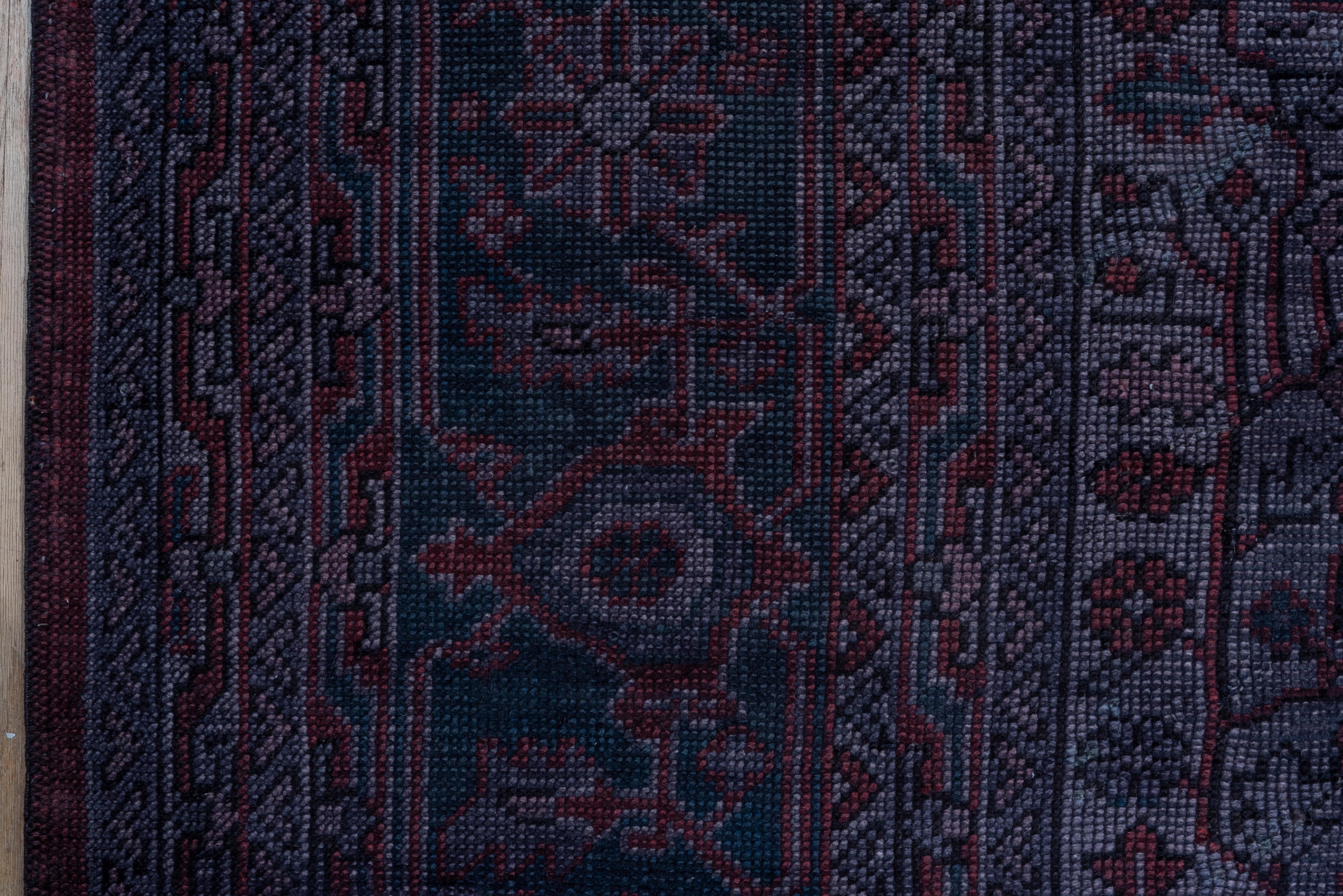 Early 20th Century Fine Antique Oushak Rug, Ruby Red Field, Navy and Purple Outer Field and Borders