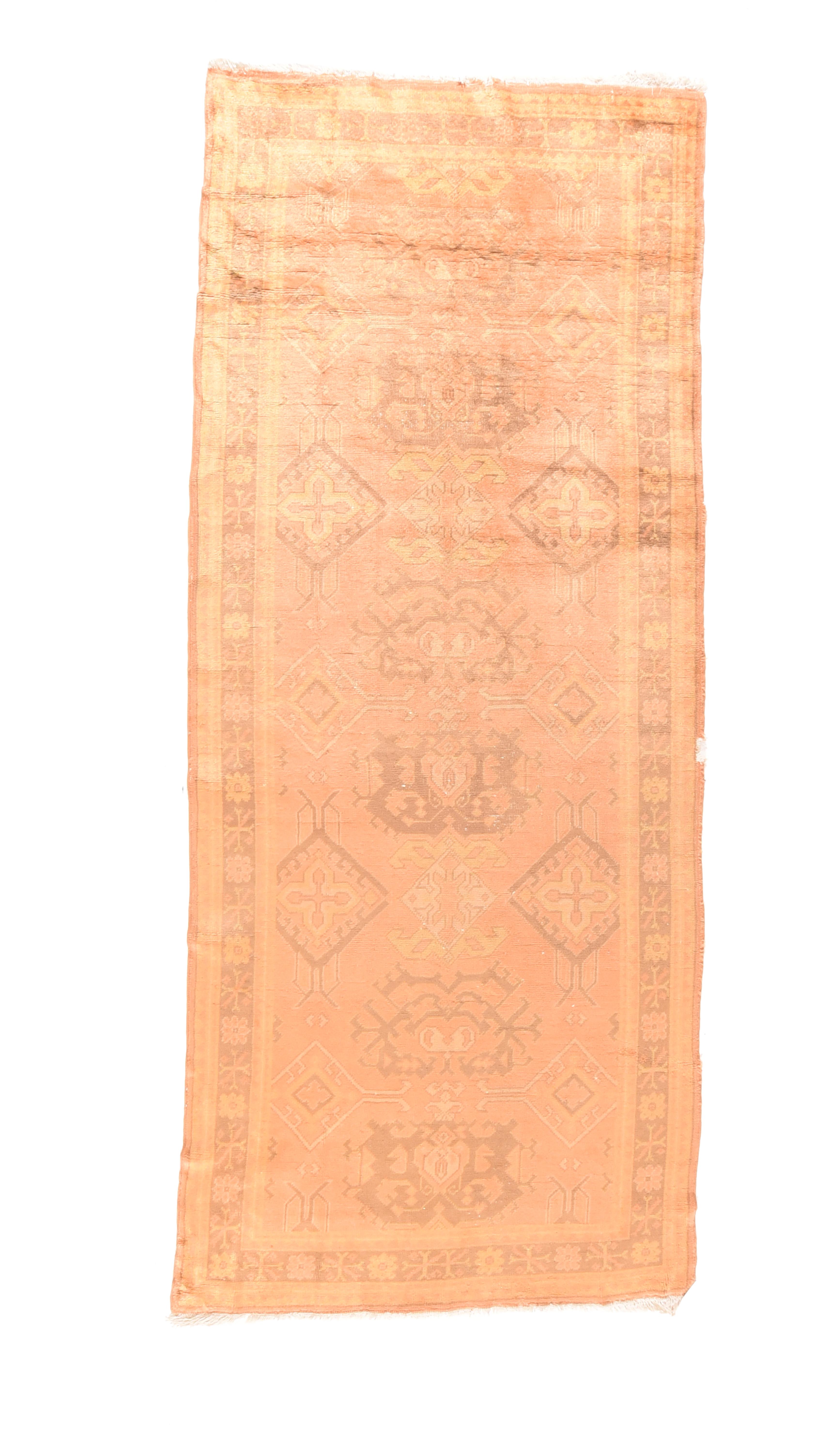 Alfombra Oushak Antigua 4'11'' x 11'4'' Anudado a mano en venta