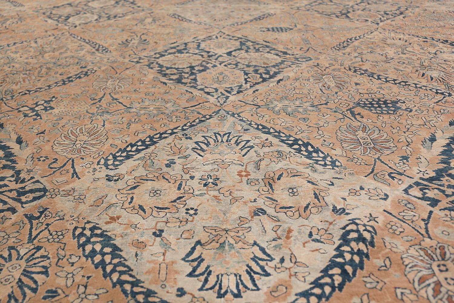 Fine Antique Oversized Lattice Garden Persian Kerman Rug. Size: 13' 4