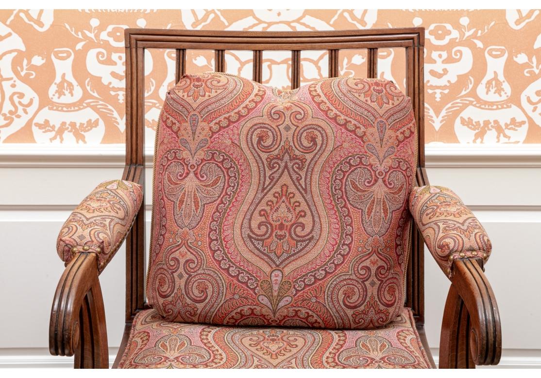 Fine Antique Paisley Upholstered Regency Style Armchair For Sale 6