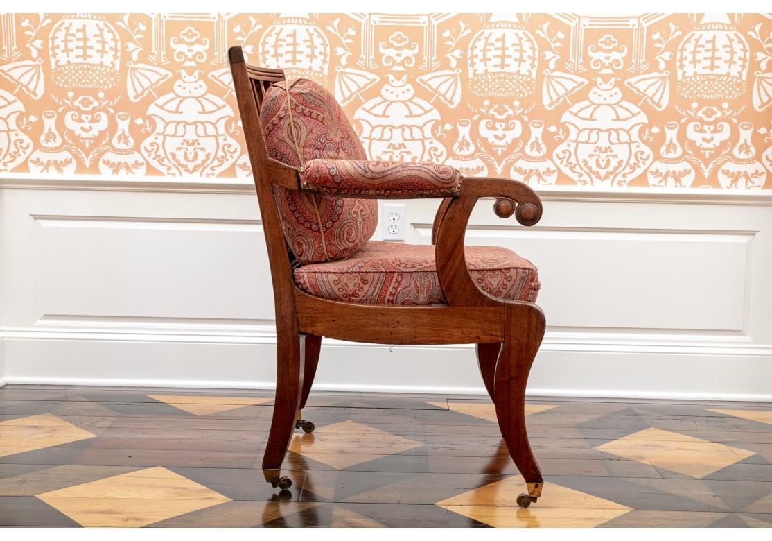 Fine Antique Paisley Upholstered Regency Style Armchair For Sale 7
