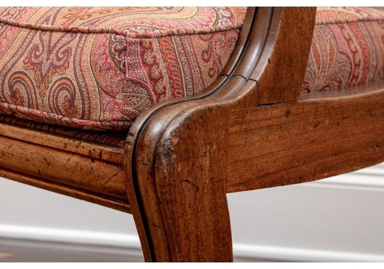 Fine Antique Paisley Upholstered Regency Style Armchair For Sale at 1stDibs