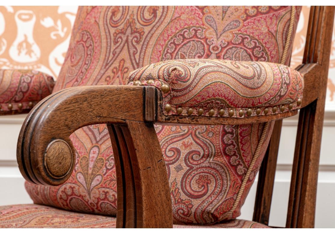 Fine Antique Paisley Upholstered Regency Style Armchair For Sale 3