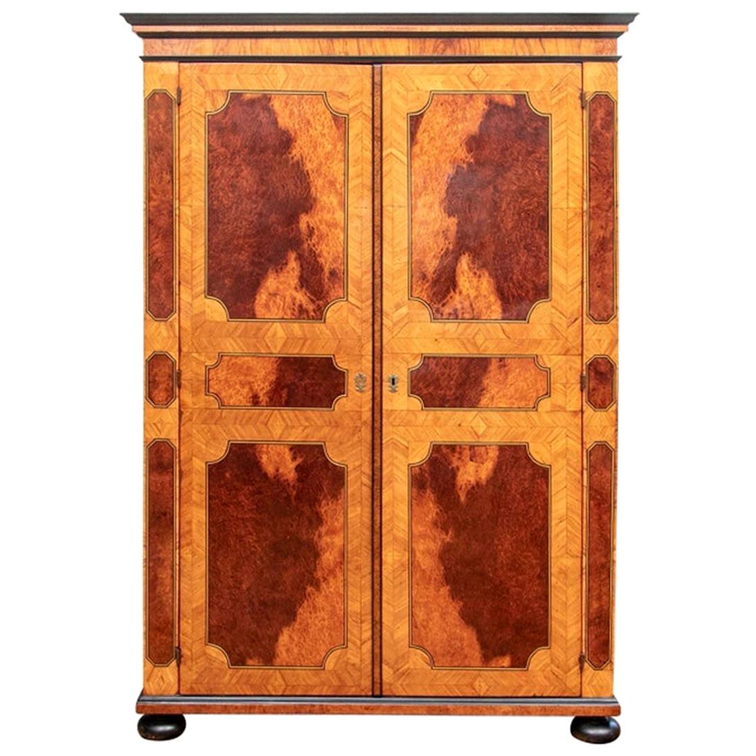 Fine Antique Parquetry Armoire with Custom Dry Bar Interior