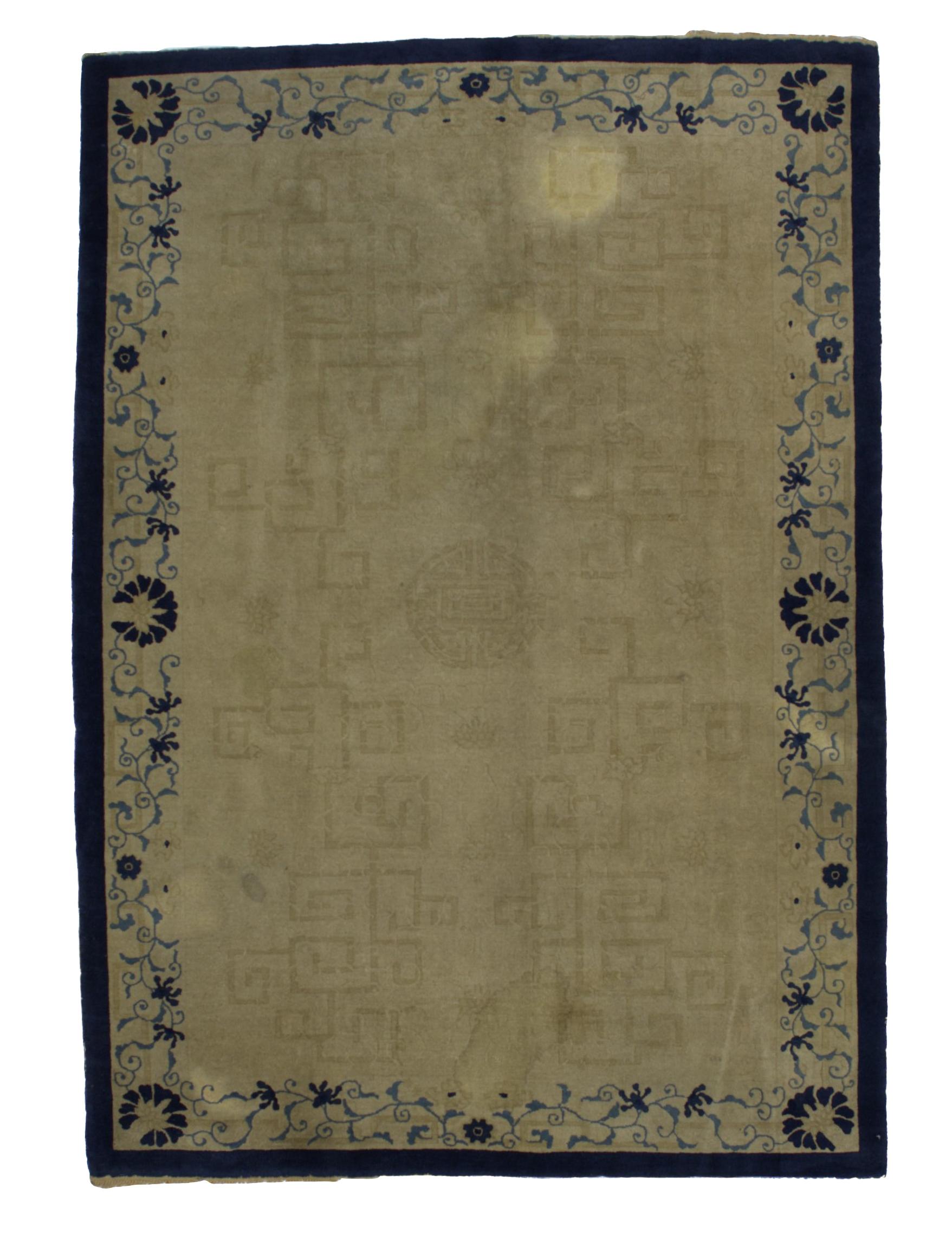 Fine Antique Peking Chinese Rug 6’2” x 8’8” In Good Condition For Sale In New York, NY