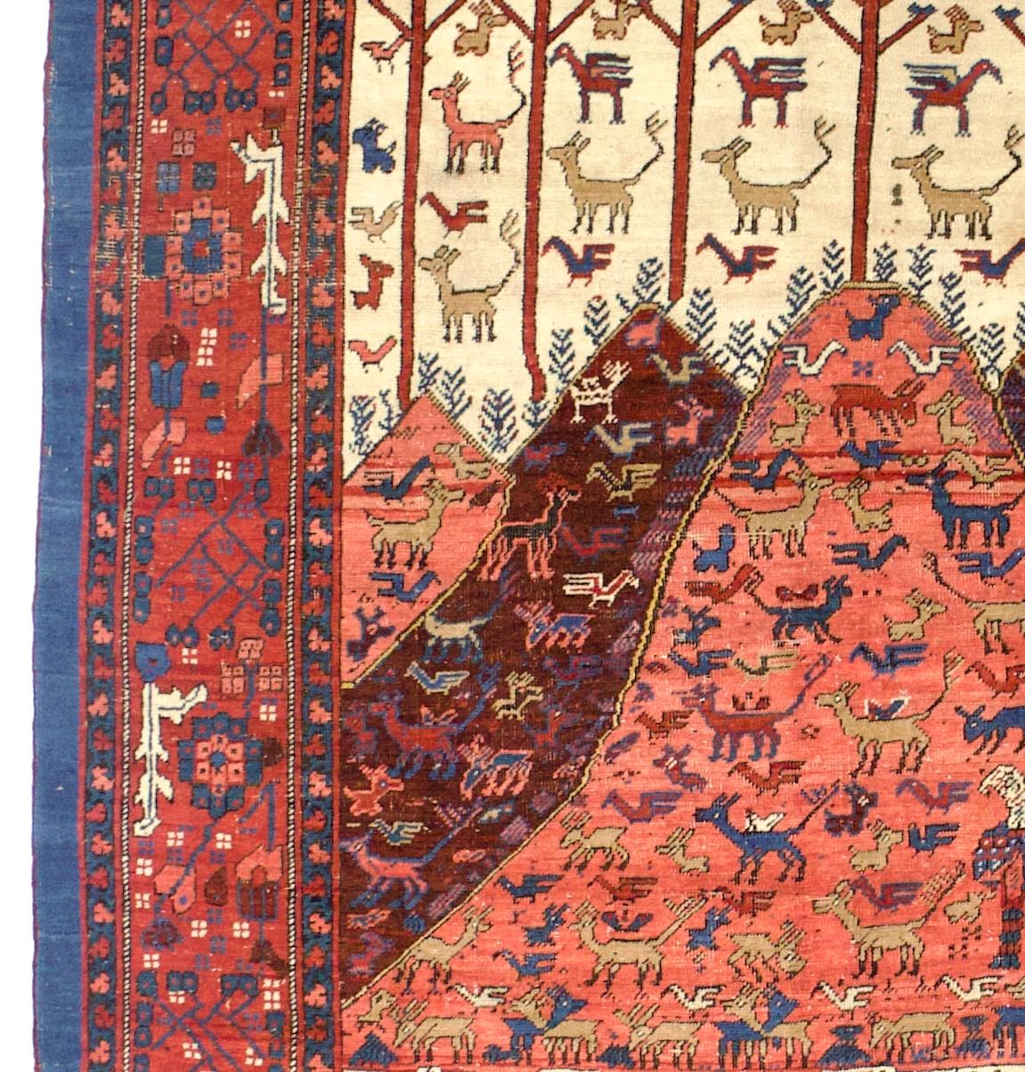 19th Century Fine Antique Persian Bakhshayesh Rug 5’9