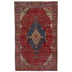 Fine Antique Persian Farahan Sarouk Carpet, Red Outer Field, Amazing Rich Colors