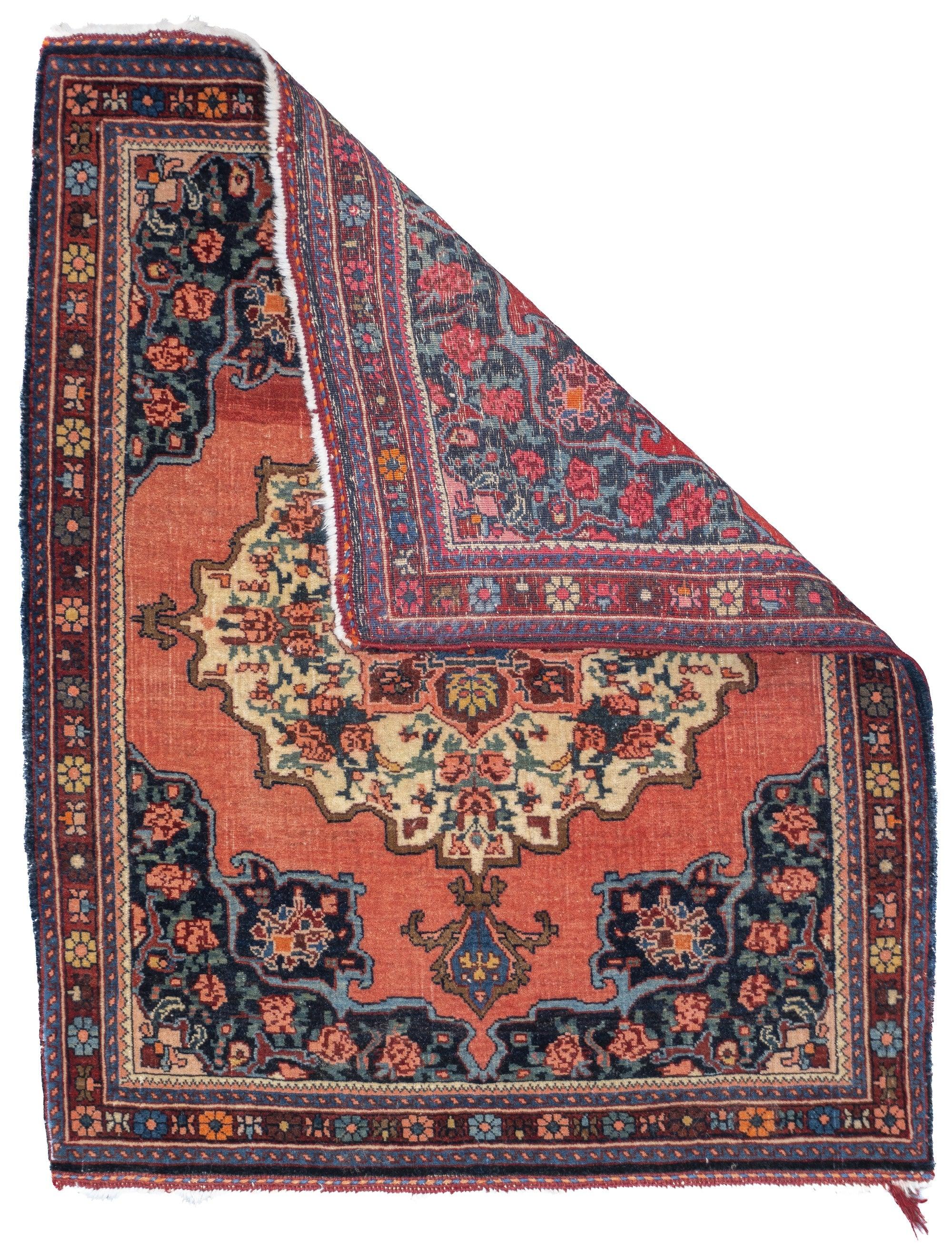 Tappeto antico di lusso Sarouk Farahan 2'3'' x 2'11''. I tappeti di villaggio ben tessuti dell'area di Arak/Sultanabad, in particolare i 