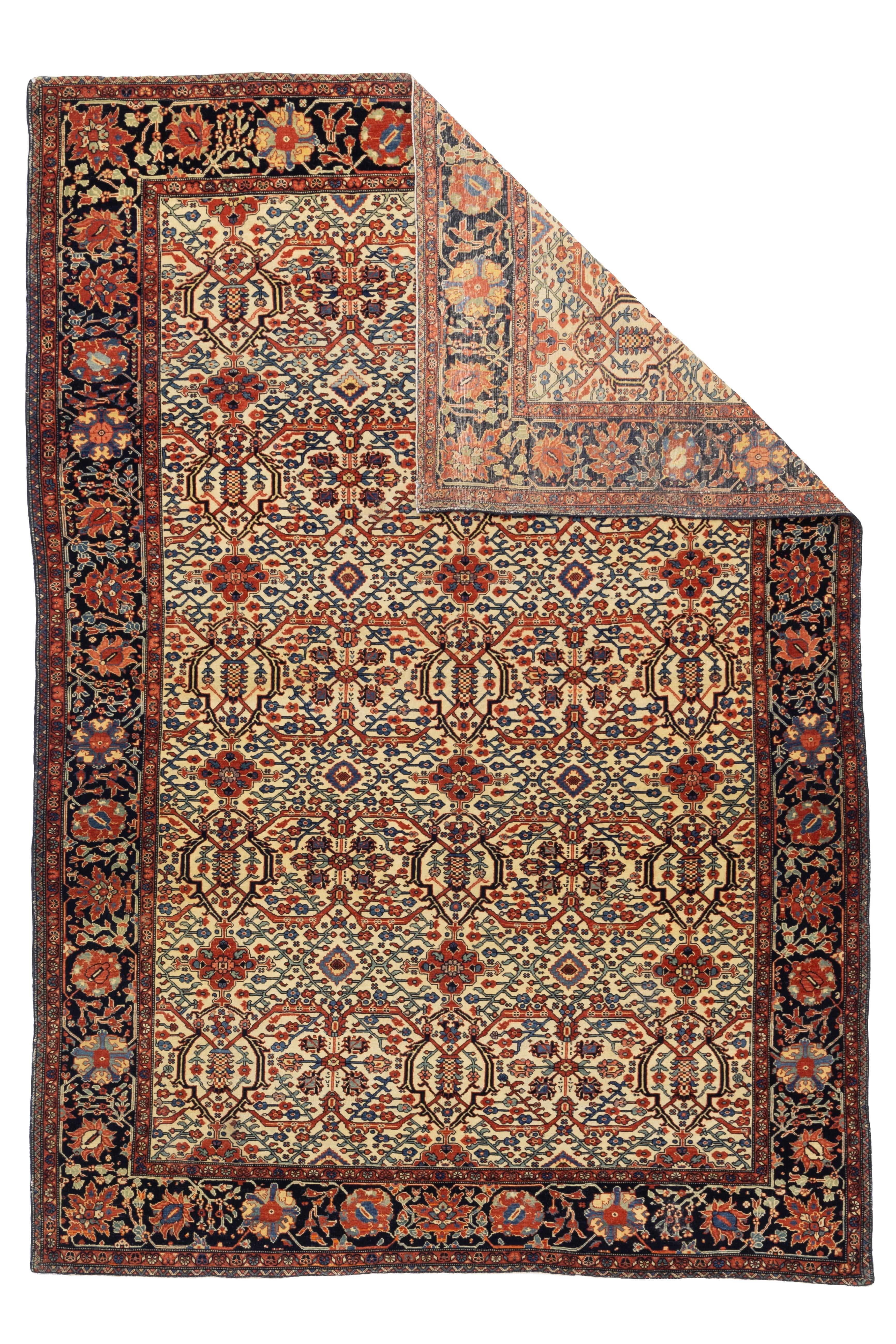 Tapis ancien persan Farahan Sarouk 4'6