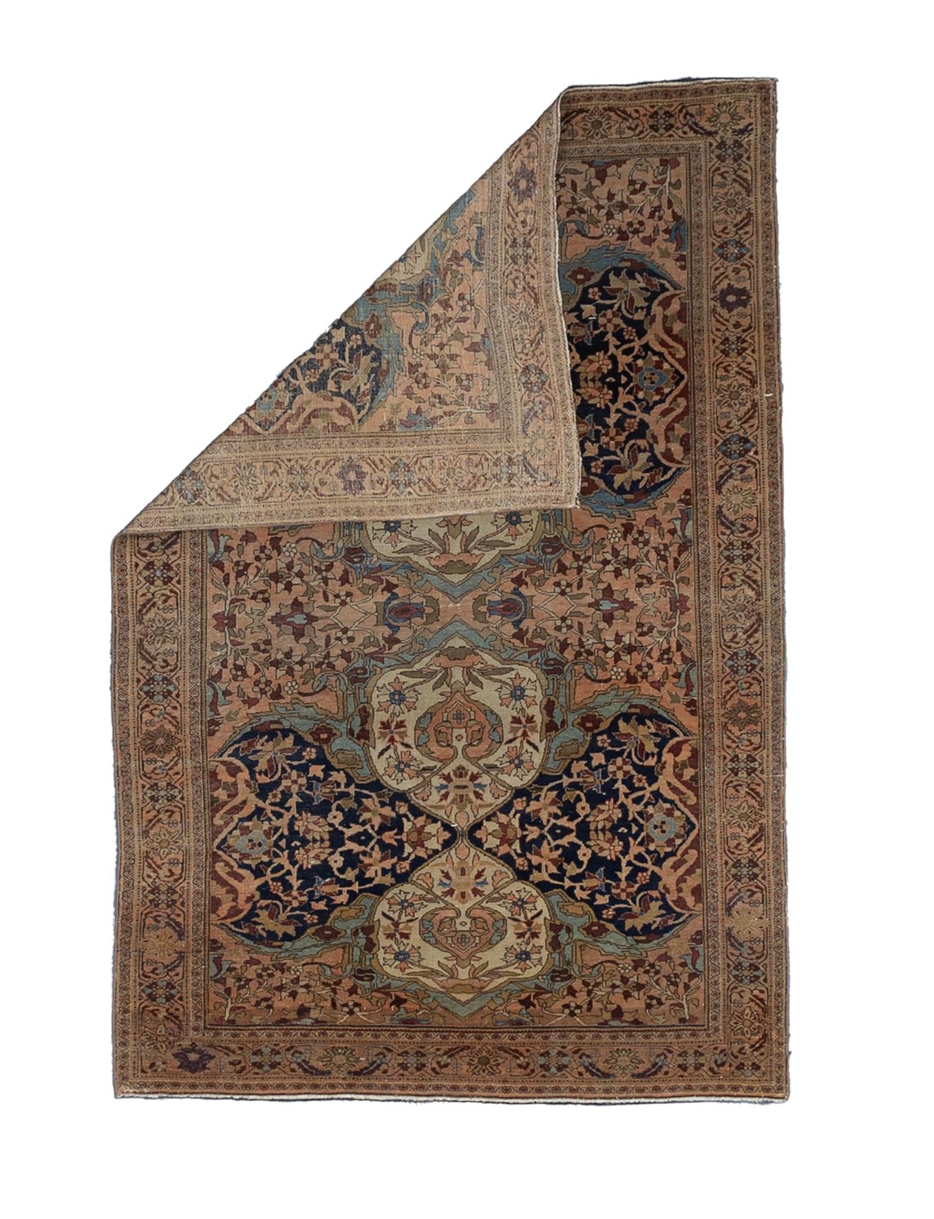 Feiner antiker persischer Farahan Sarouk Wollteppich 4'3