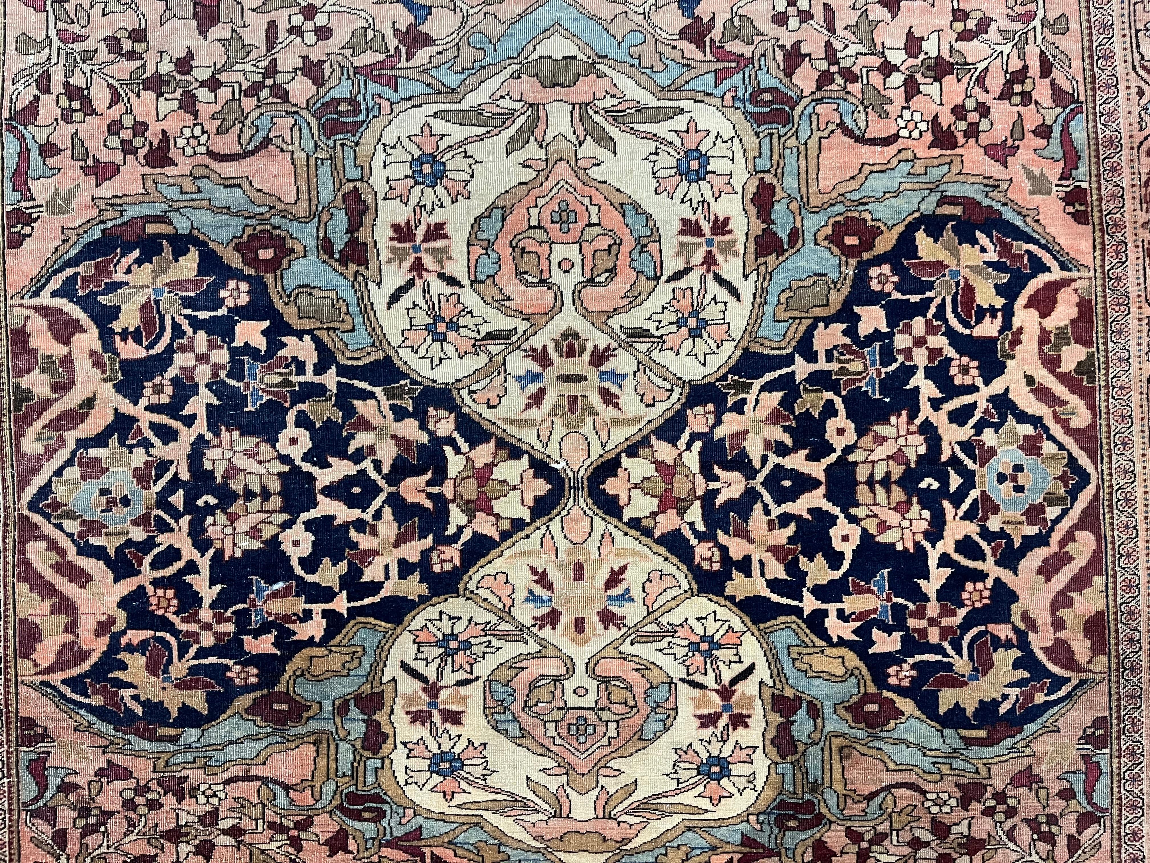 Feiner antiker persischer Sarouk Farahan Wollteppich 4'3