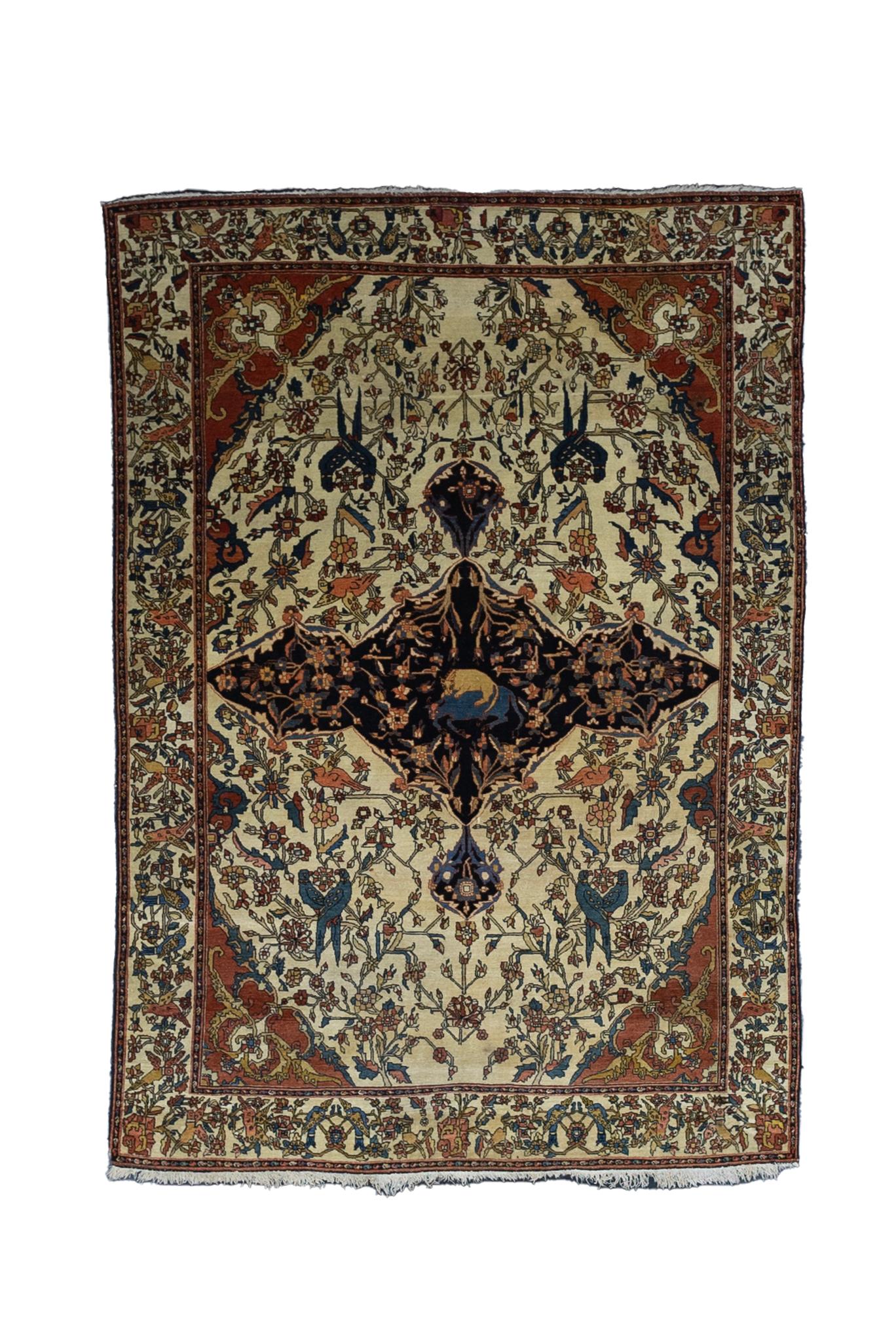 Fine Antique Persian Farahan Sarouk Wool Rug 4'5