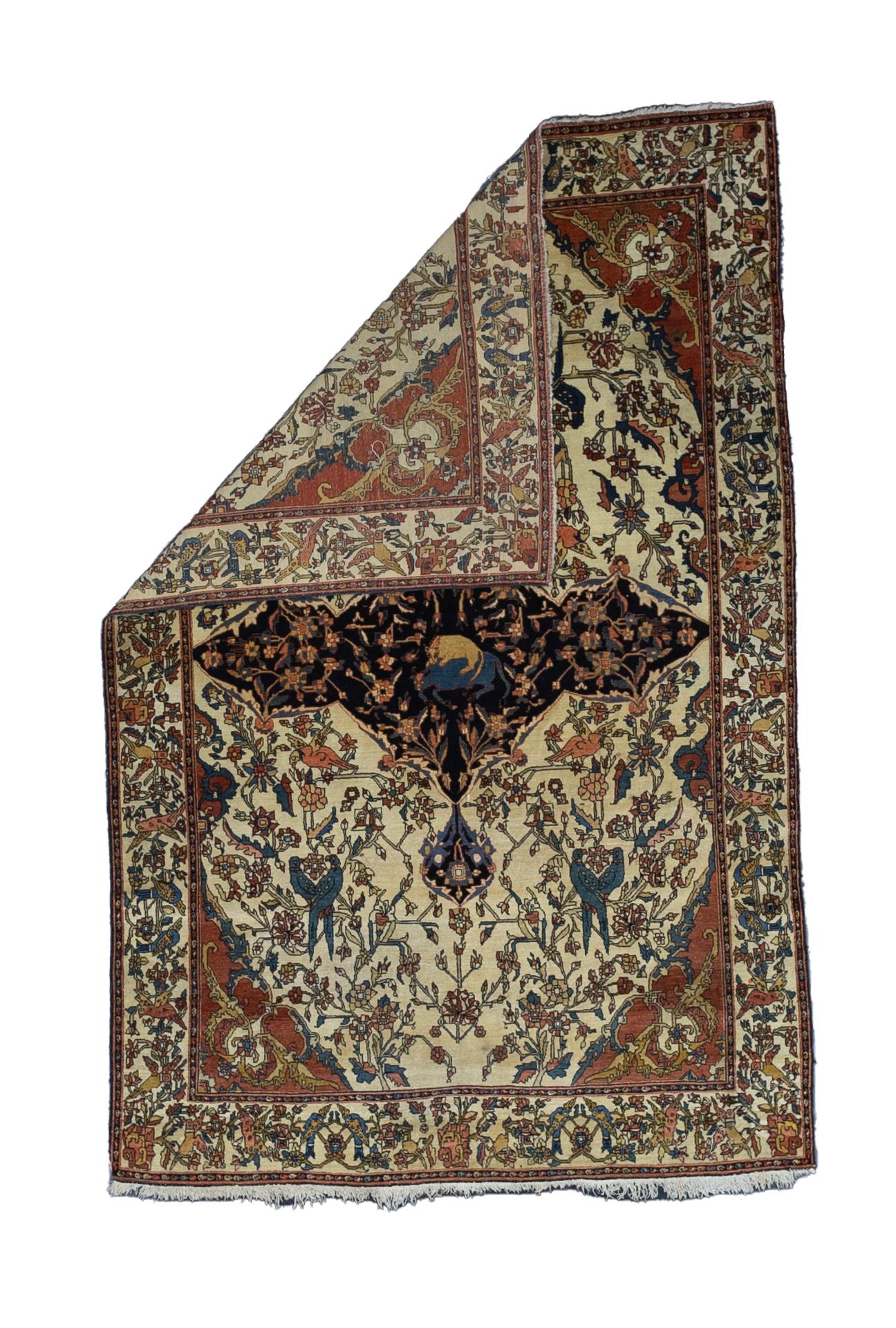 Fine Antique Persian Farahan Sarouk Wool Rug 4'5