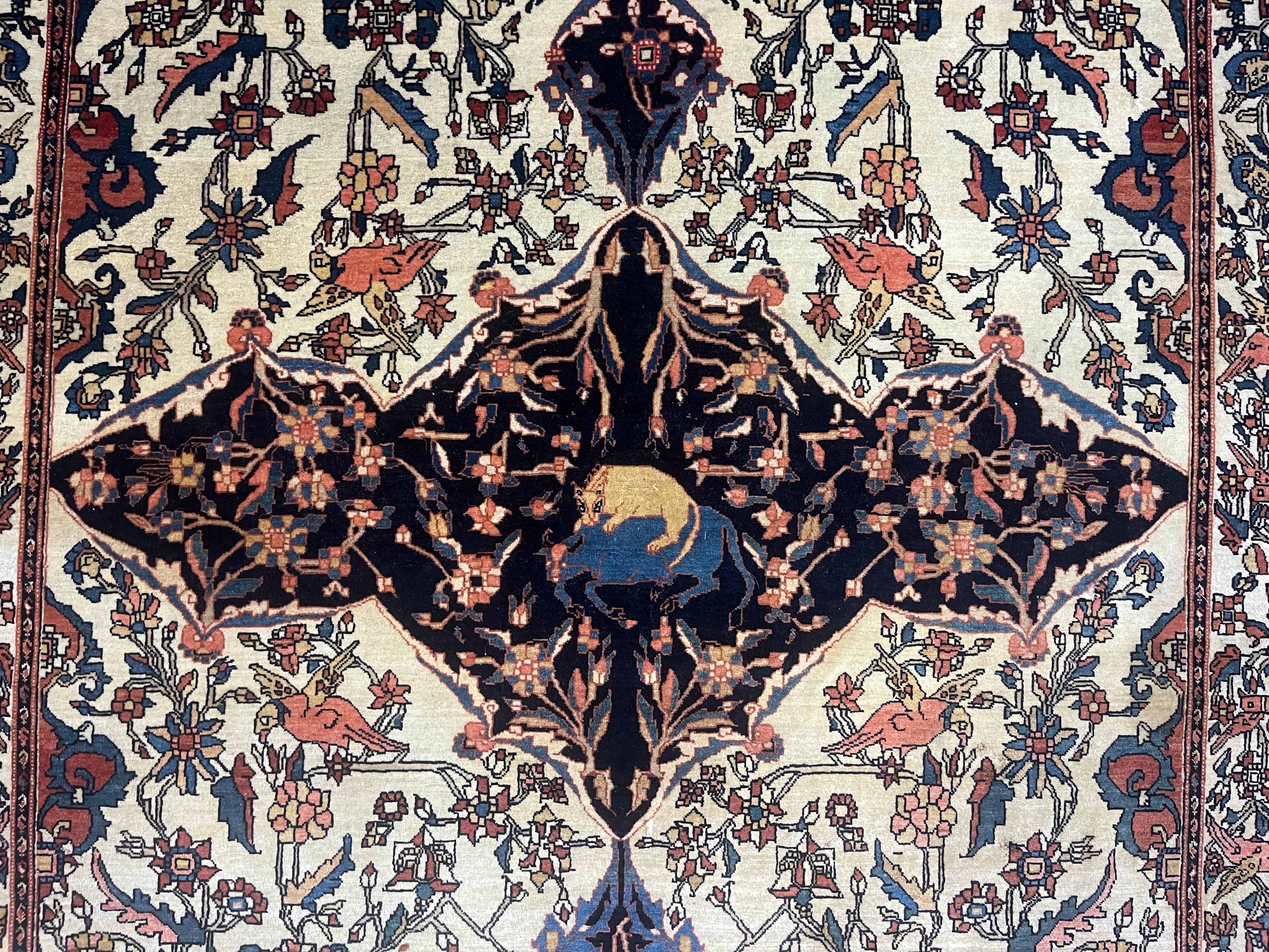 19th Century Fine Antique Persian Farahan Sarouk Wool Rug 4'5