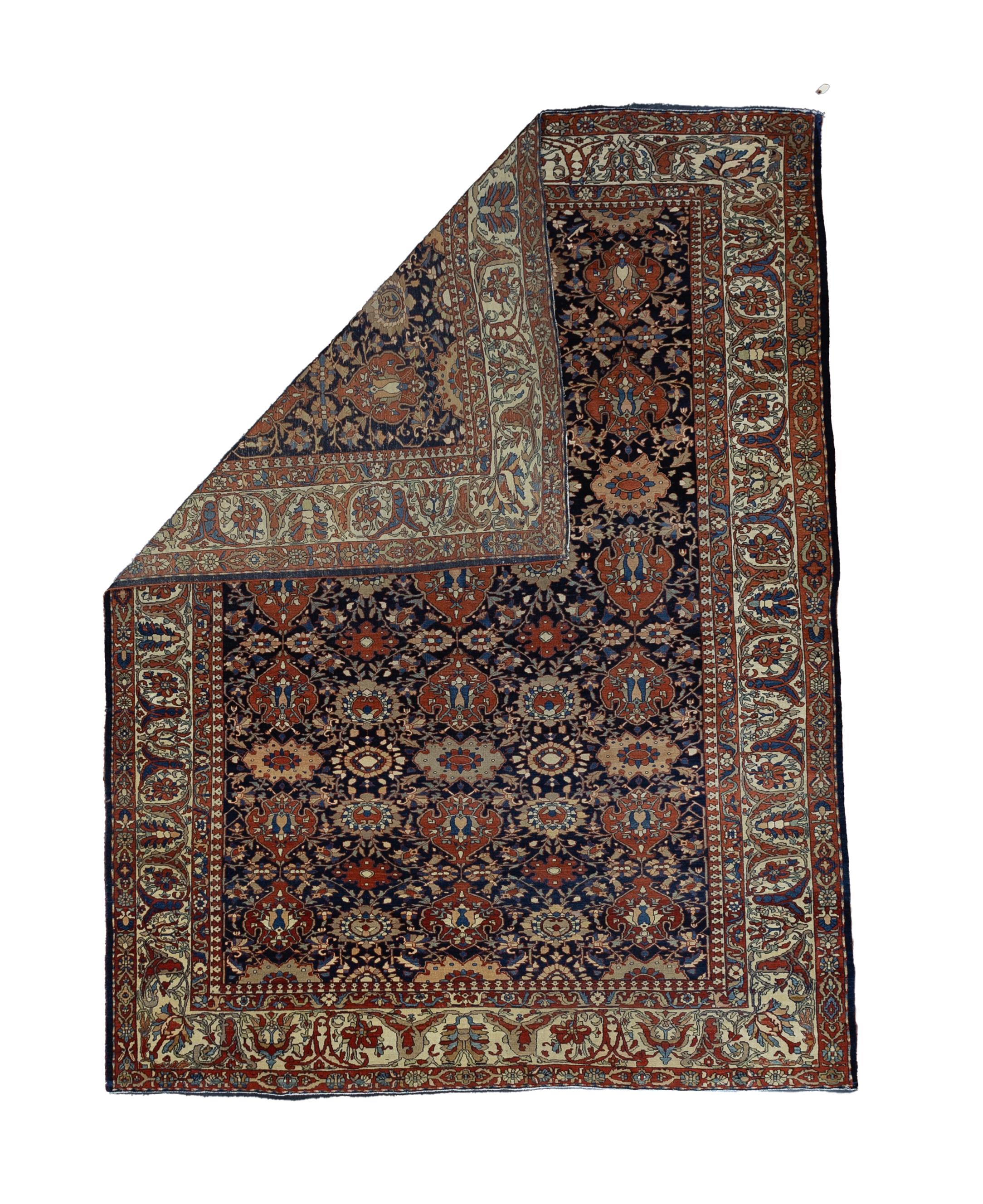 Feiner antiker persischer Farahan Sarouk-Wollteppich 7'0