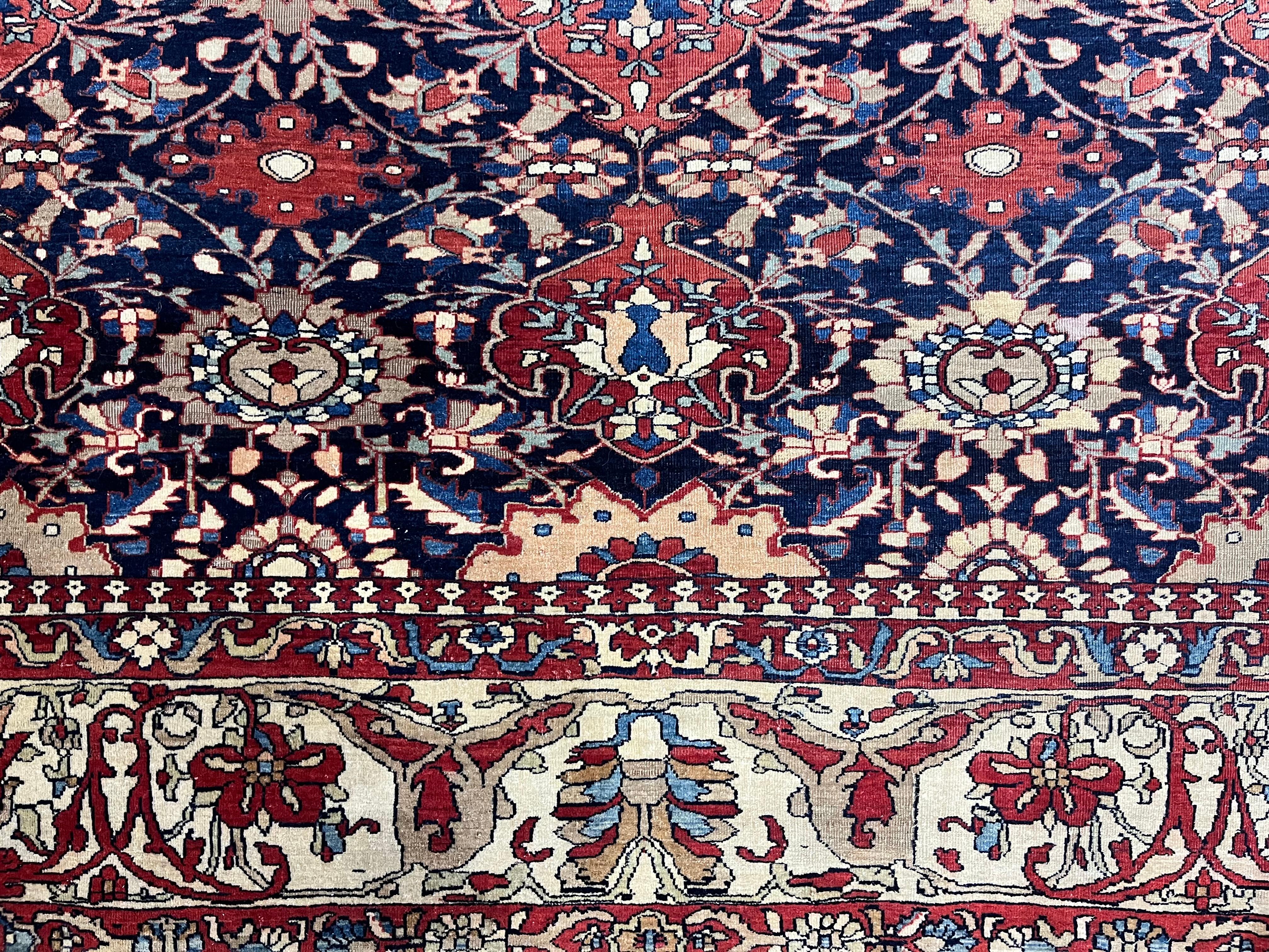 Feiner antiker persischer Farahan Sarouk Wollteppich 7'0