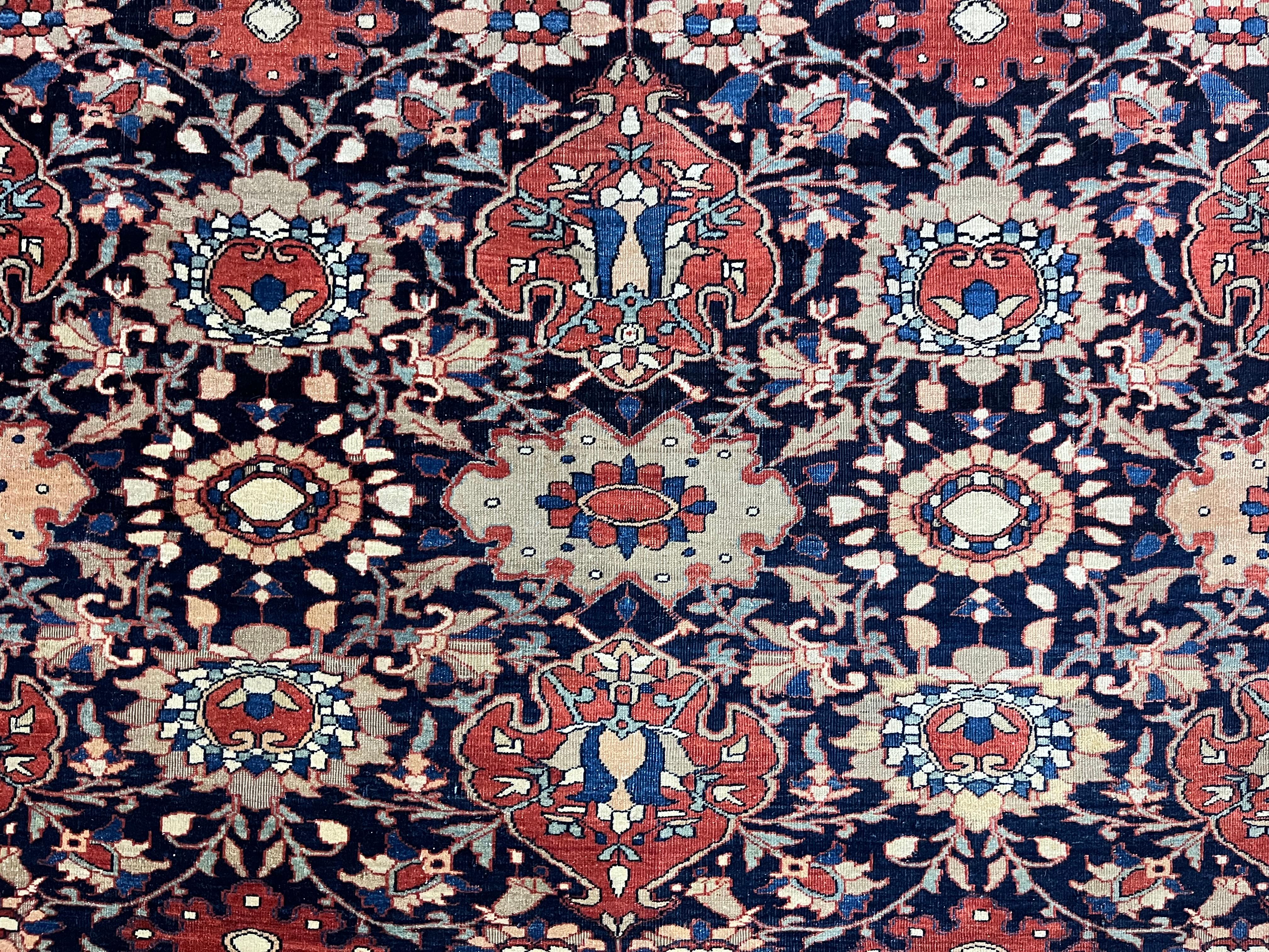 Feiner antiker persischer Farahan Sarouk Wollteppich 7'0
