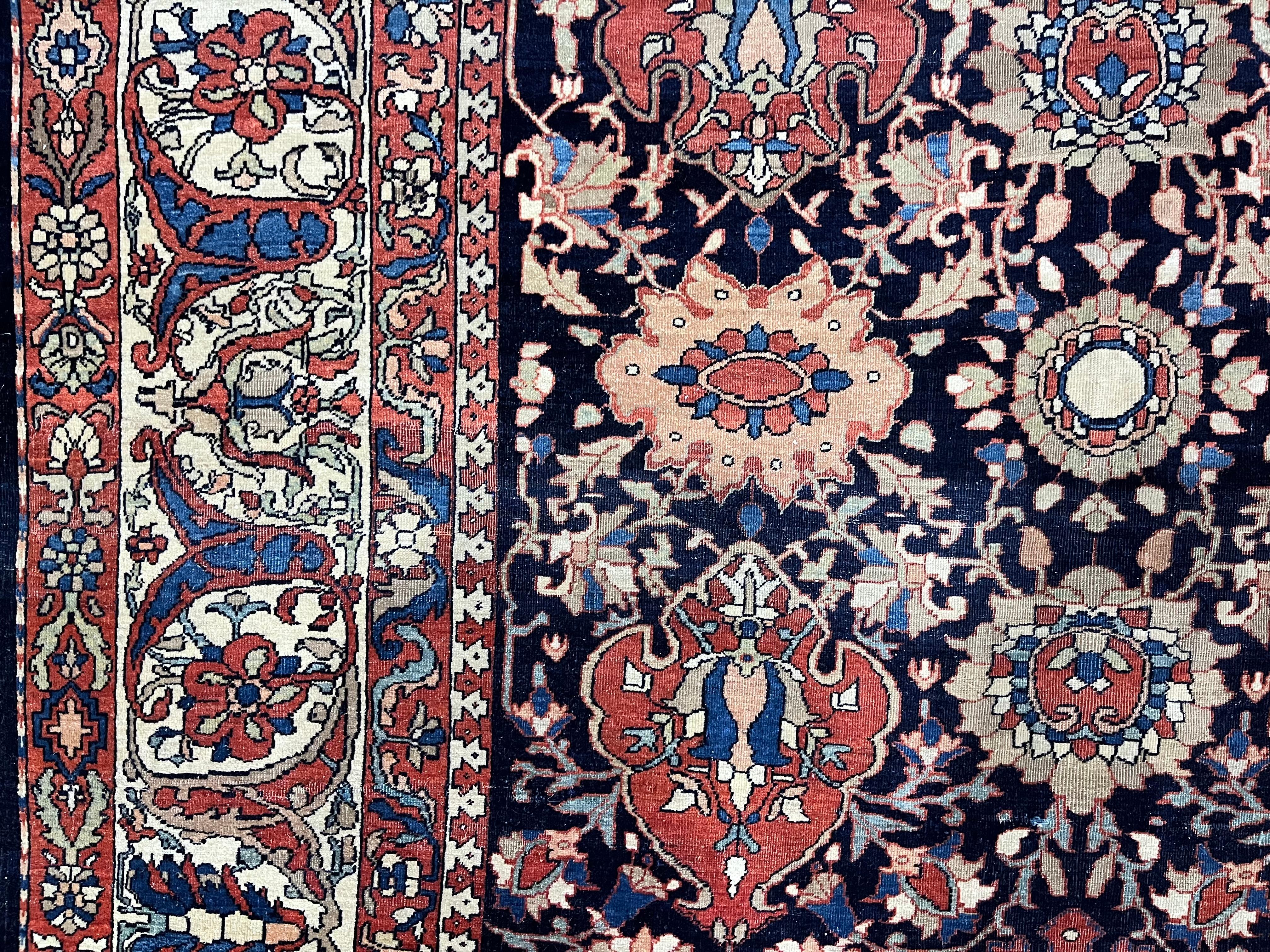 Feiner antiker persischer Farahan Sarouk Wollteppich 7'0