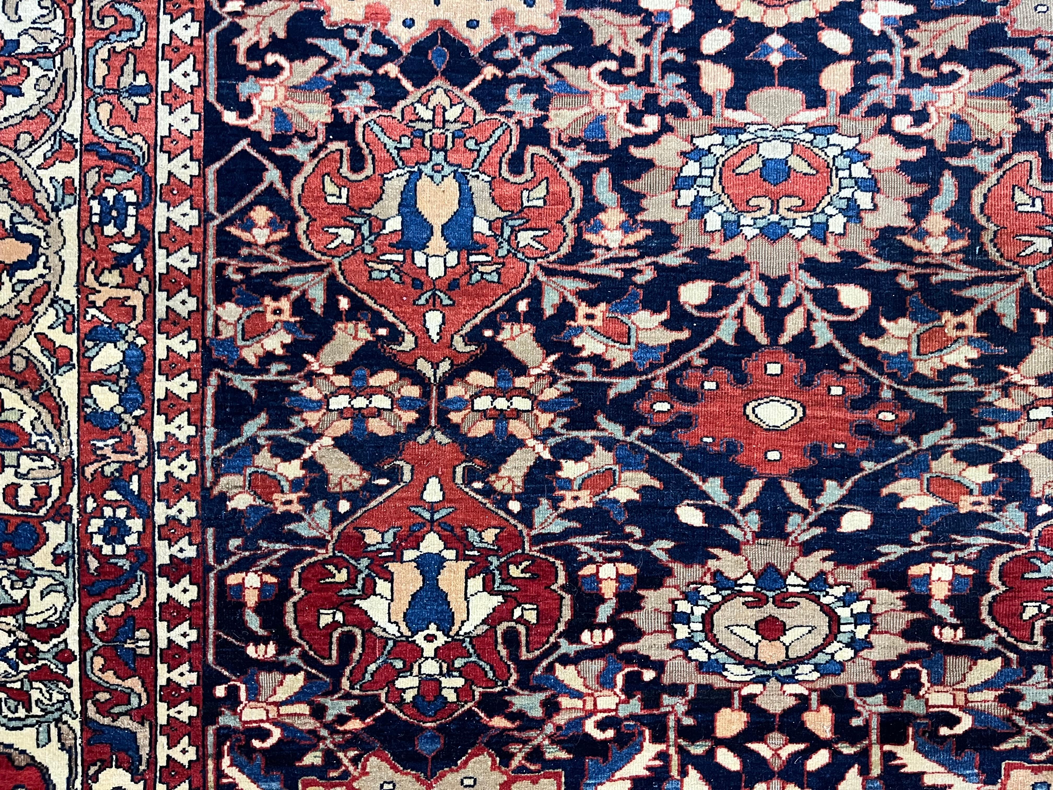 Feiner antiker persischer Farahan Sarouk Wollteppich 7'0