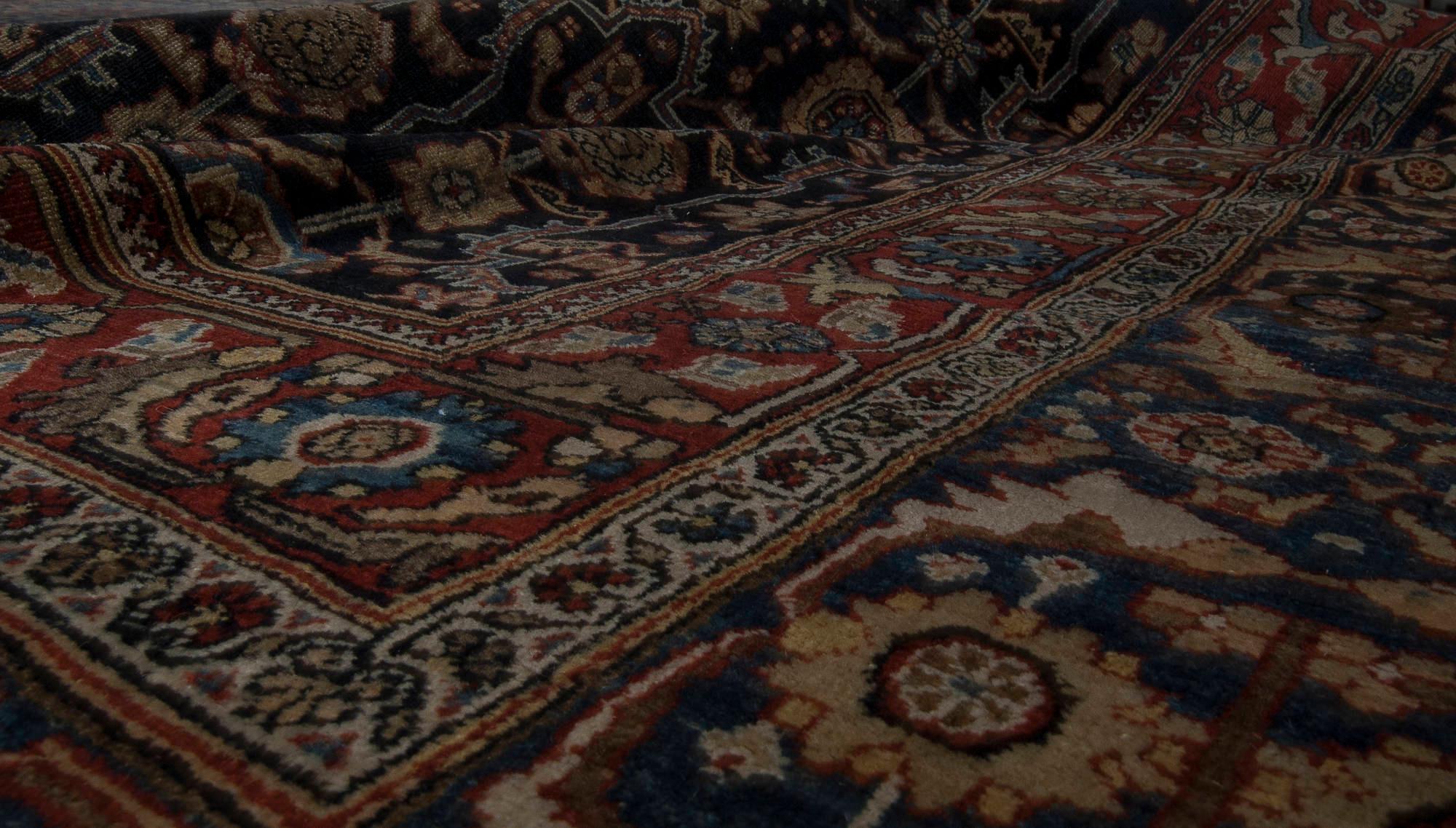 Hand-Woven Antique Persian Feraghan Botanic Handmade Wool Rug For Sale