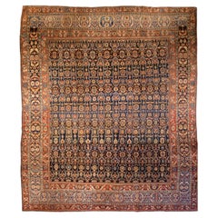 Antique Persian Feraghan Botanic Handmade Wool Rug