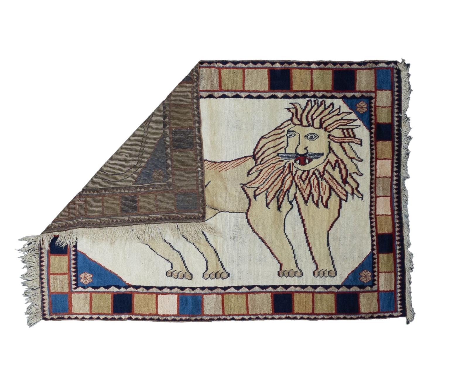 Feiner antiker persischer Gabbeh-Wollteppich 3'10