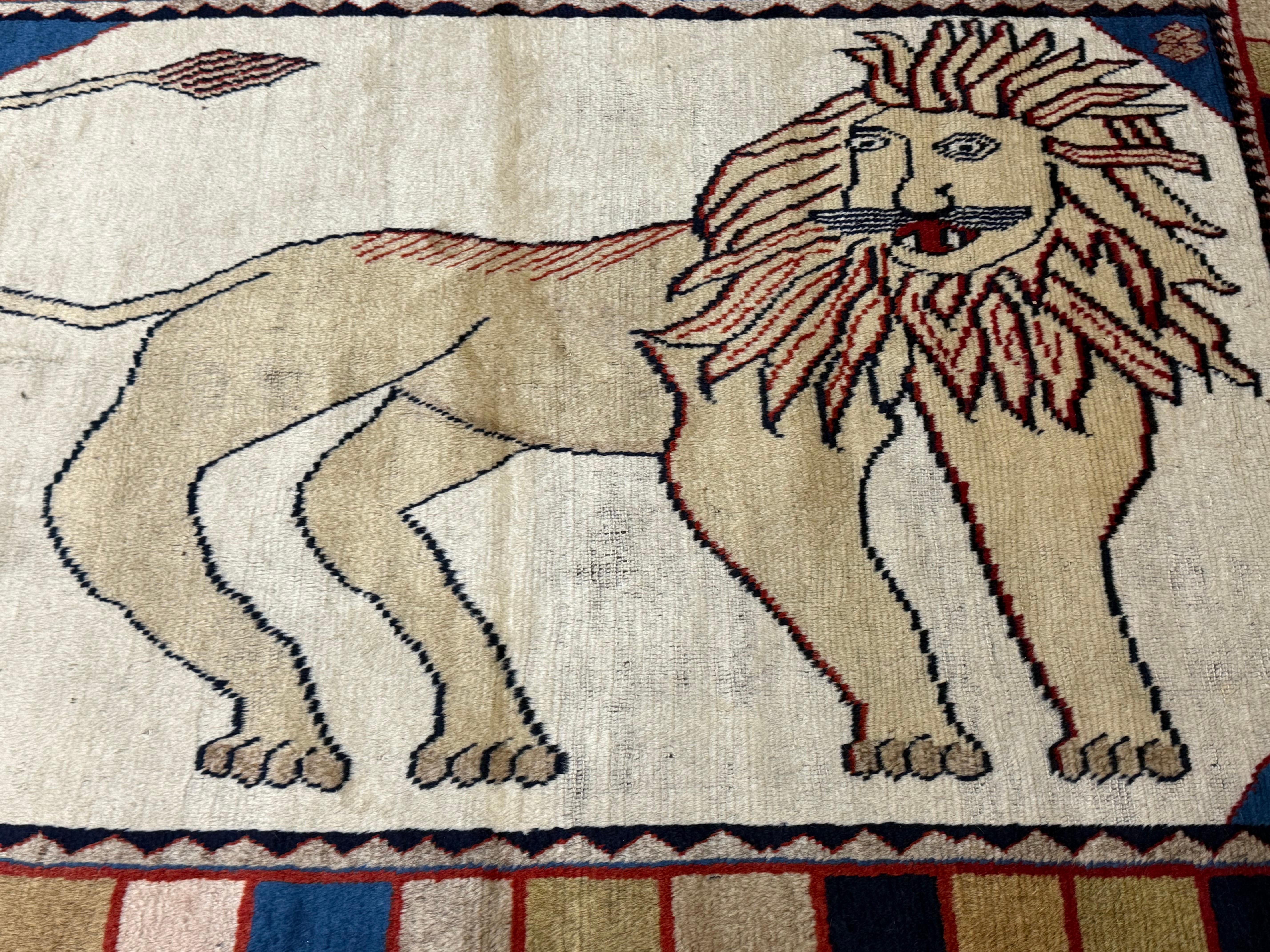 Feiner antiker persischer Gabbeh-Wollteppich 3'10