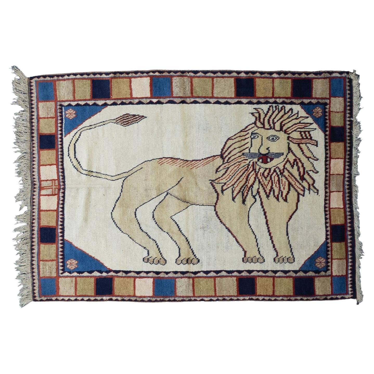 Feiner antiker persischer Gabbeh-Wollteppich 3'10" x 5'5