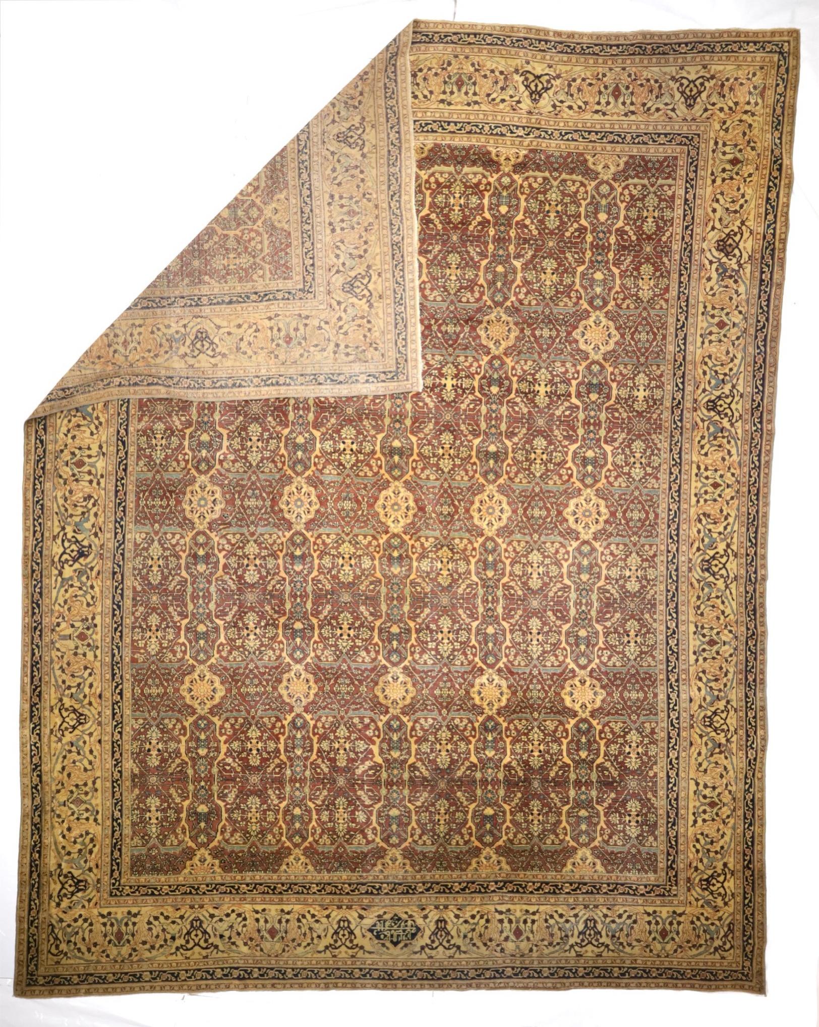 19th Century Fine Antique Persian Haji Jalili Tabriz Rug 10'6