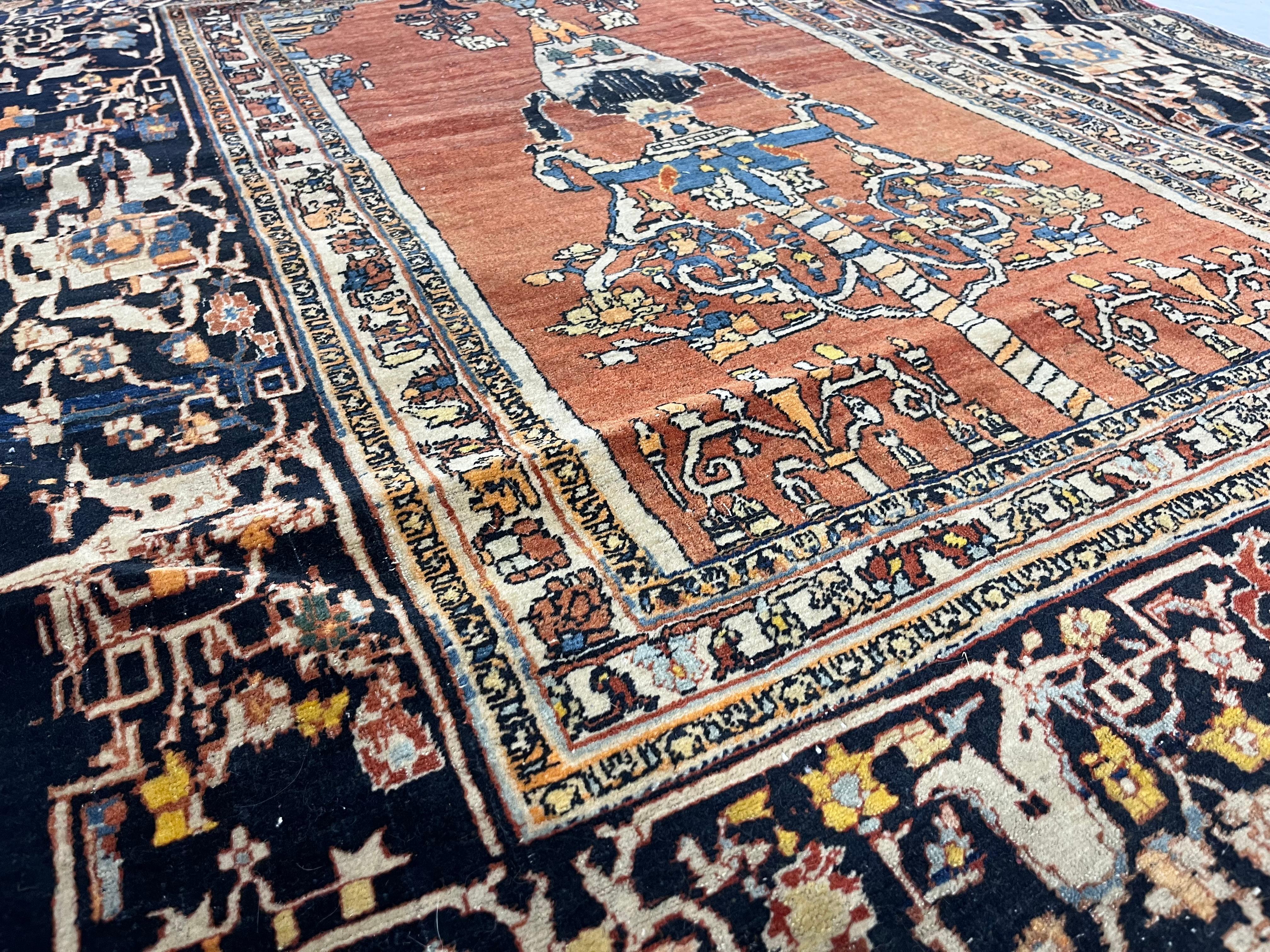 Wool Fine Antique Persian Haji Jalili Tabriz Rug 4’4” x 5’9” For Sale