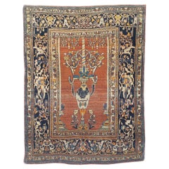 Fina alfombra persa antigua Haji Jalili Tabriz 4'4" x 5'9