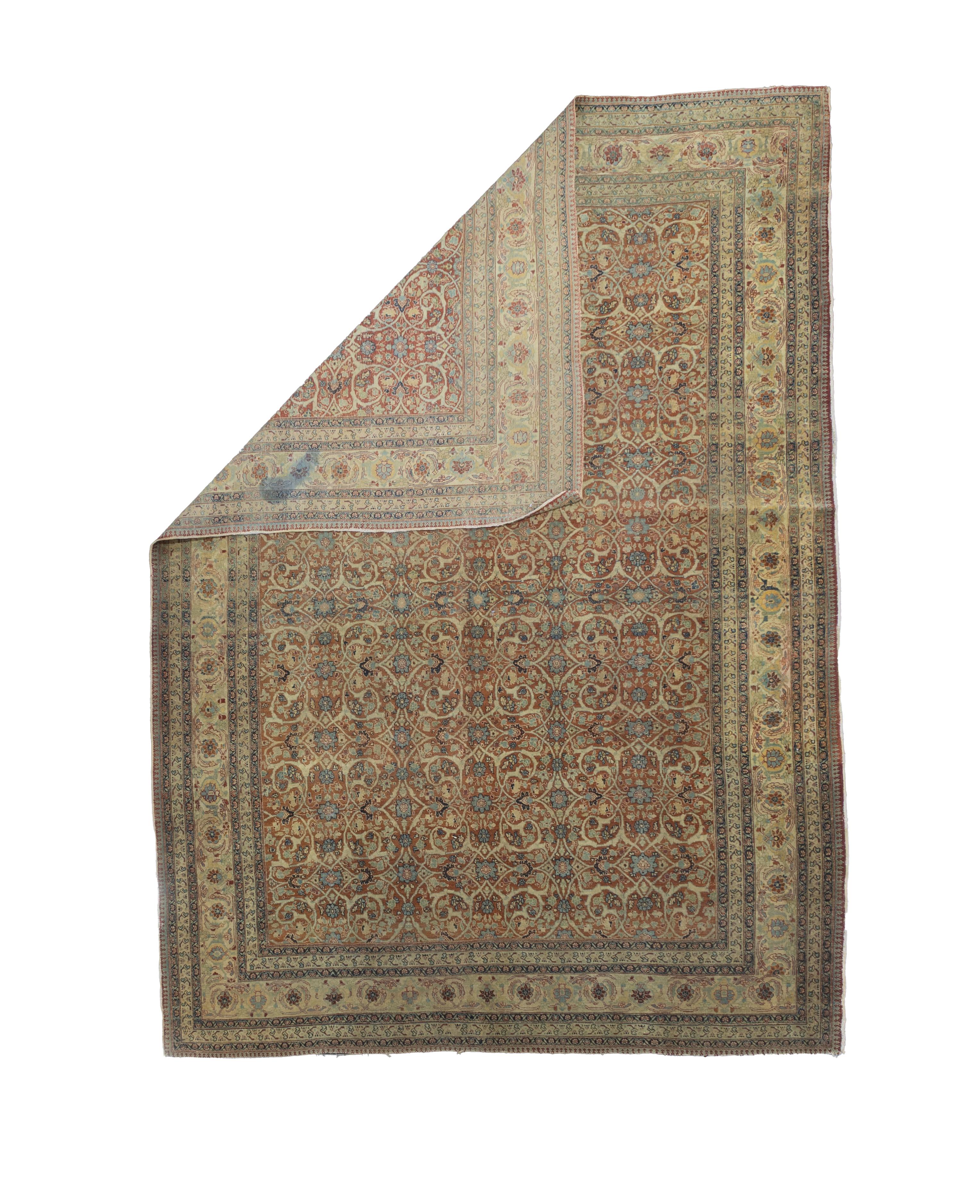 Fina alfombra persa antigua Haji Jalili Tabriz 6'7