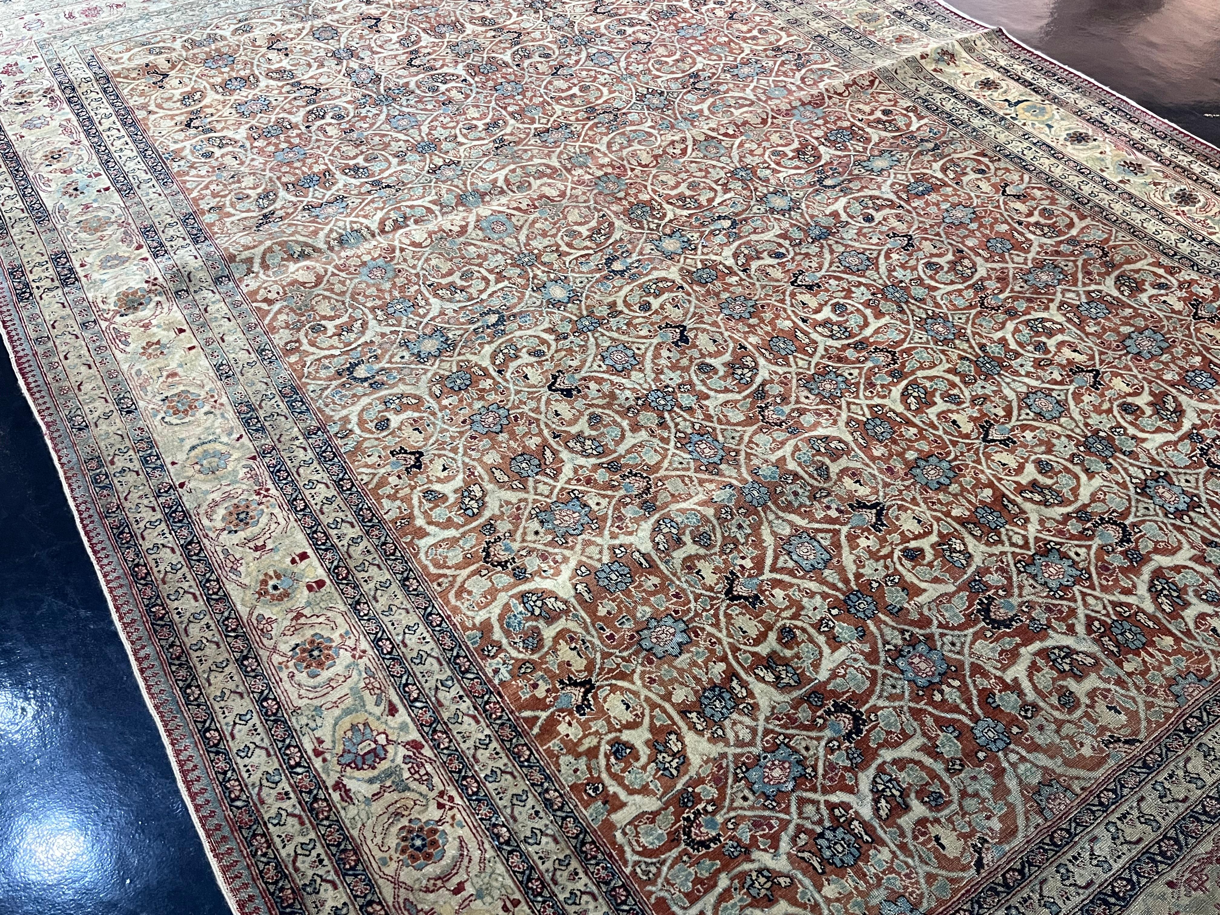 Fina alfombra persa antigua Haji Jalili Tabriz 1,80 x 1,80 m Lana en venta