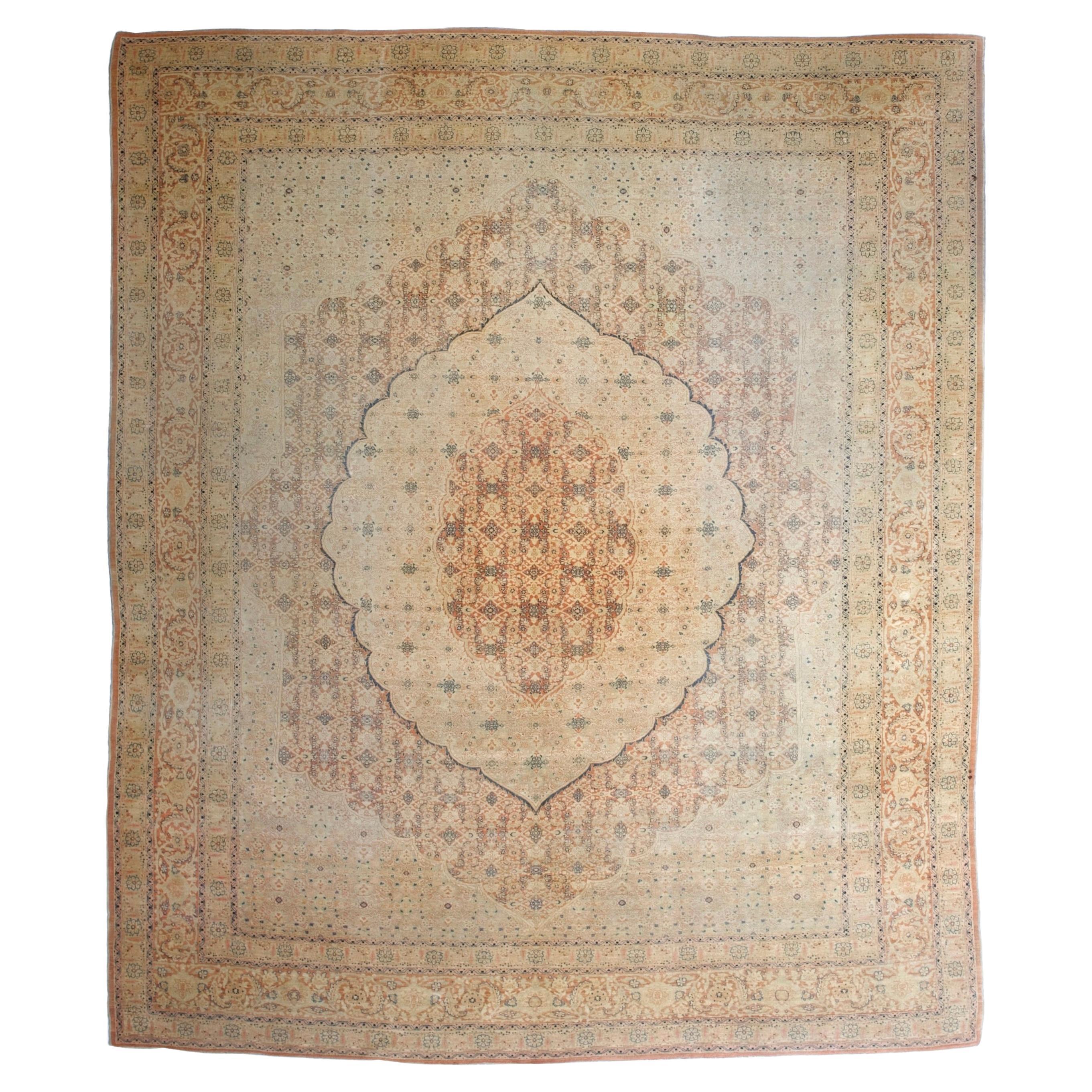 Feiner antiker persischer Haji Jalili Tabriz Teppich 9'11 x 11'9