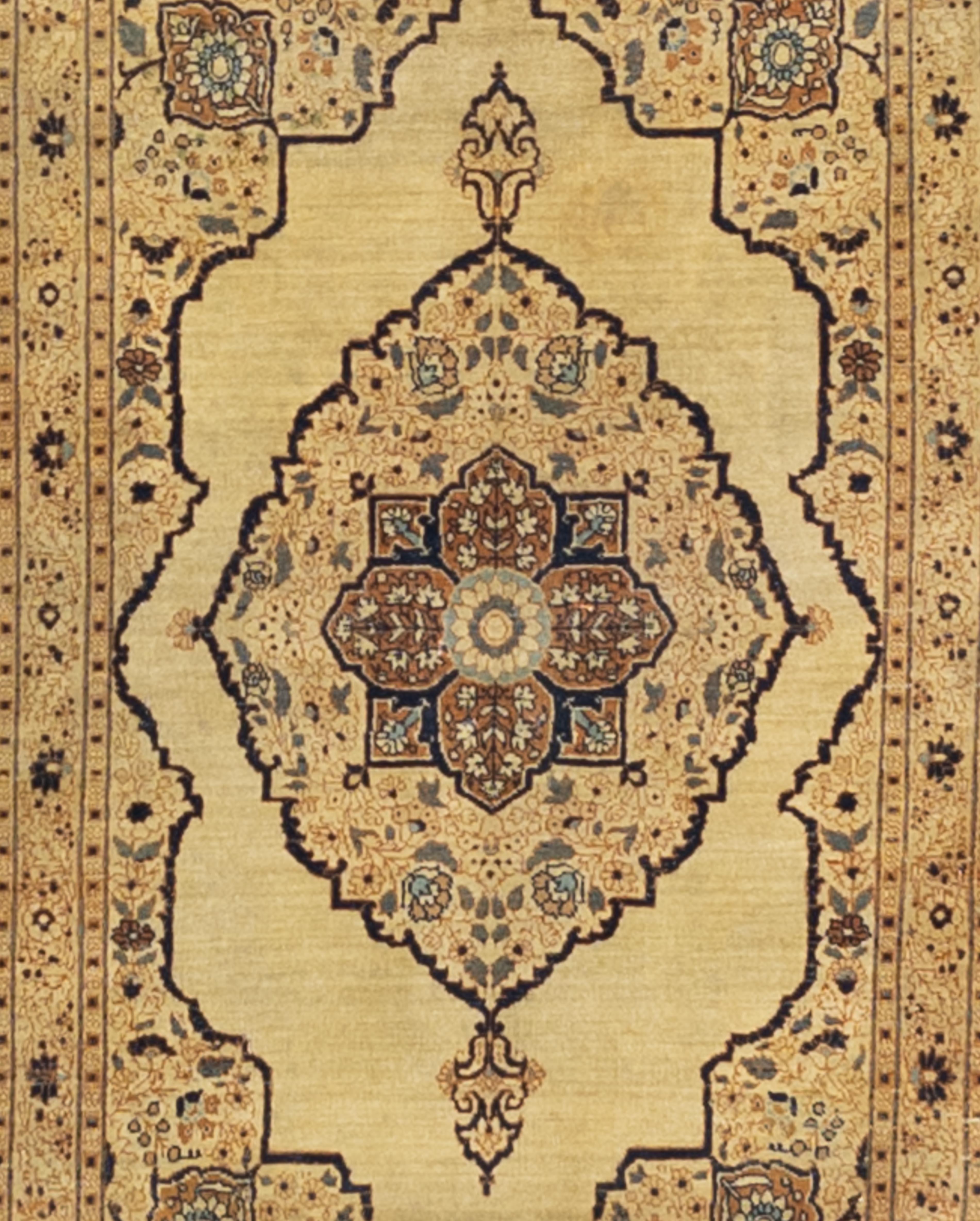Feiner antiker persischer Haji Jalili Tabriz Wollteppich 4'0