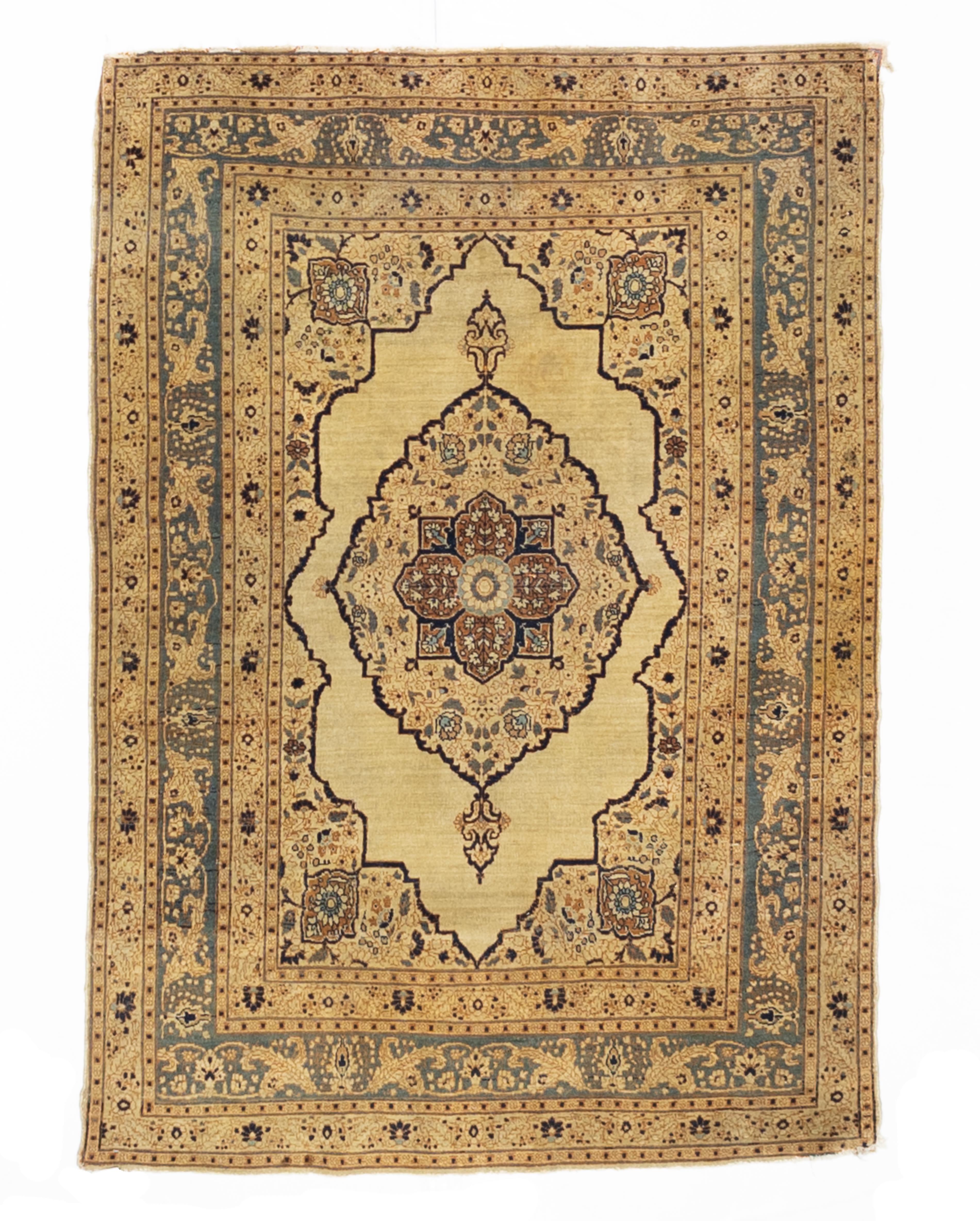Feiner antiker persischer Haji Jalili Tabriz Wollteppich 4'0