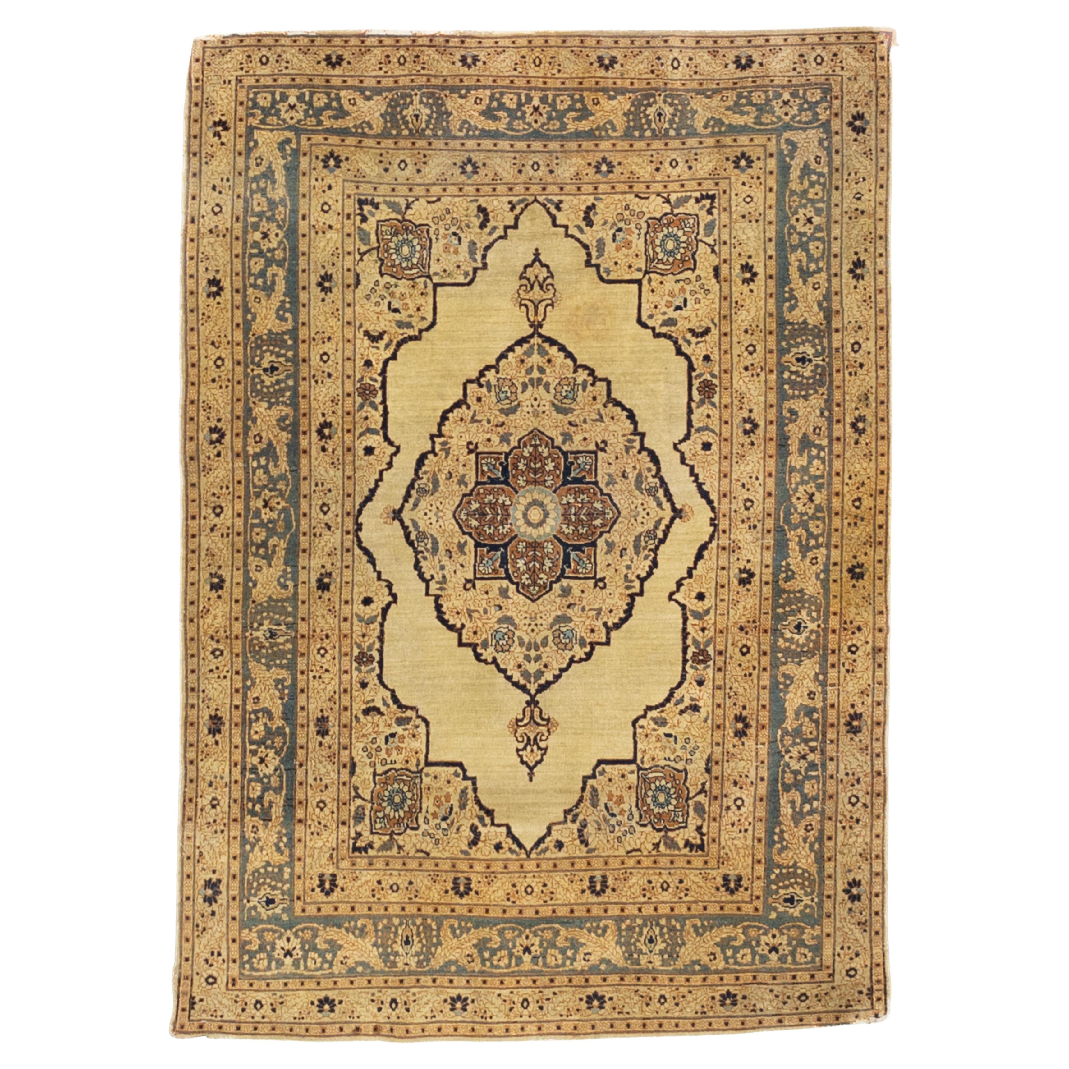 Fine Antique Persian Haji Jalili Tabriz Wool Rug 4’0" x 5’9”