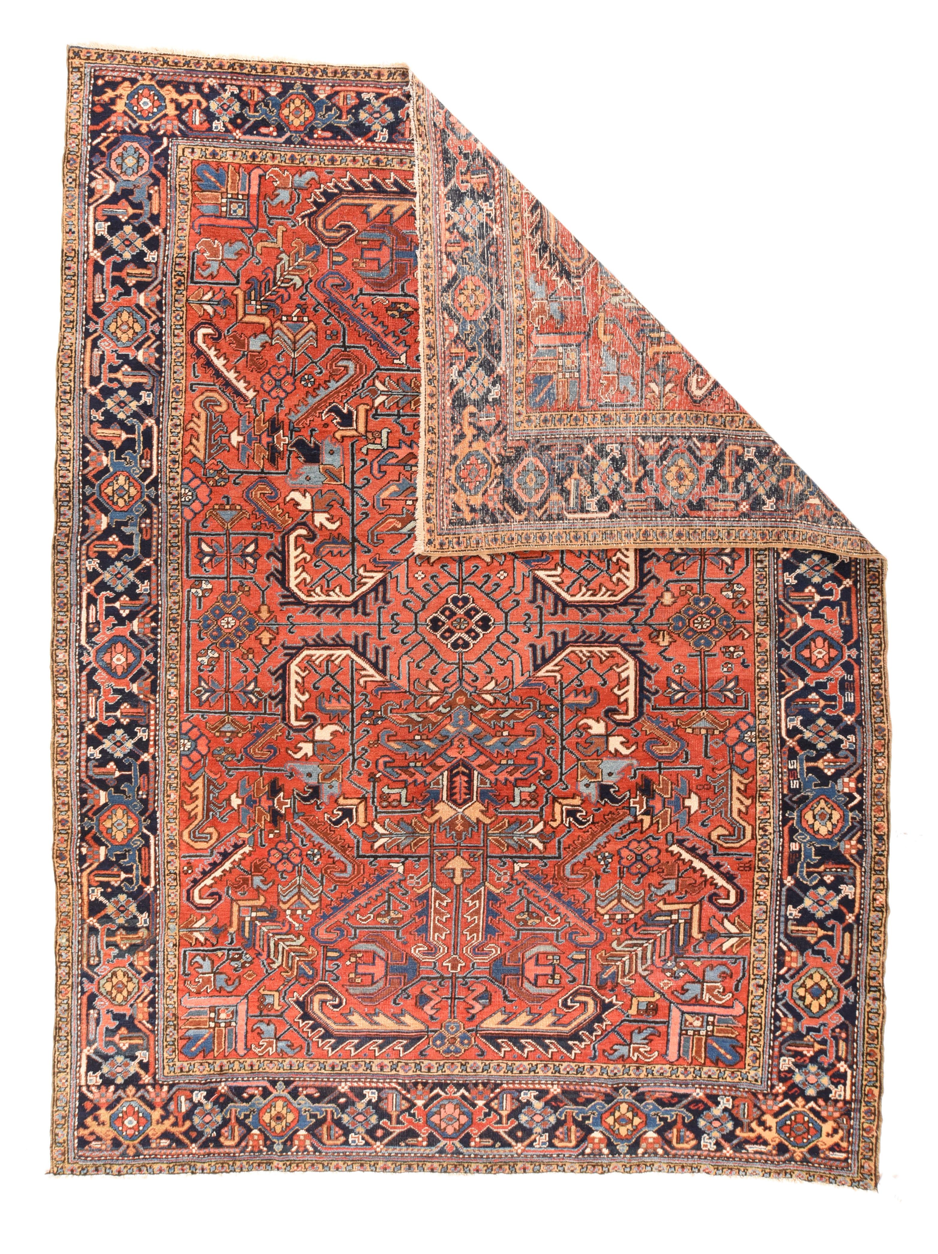 Vintage Persian Heriz Area Rug, hand knotted, circa 1900.
  