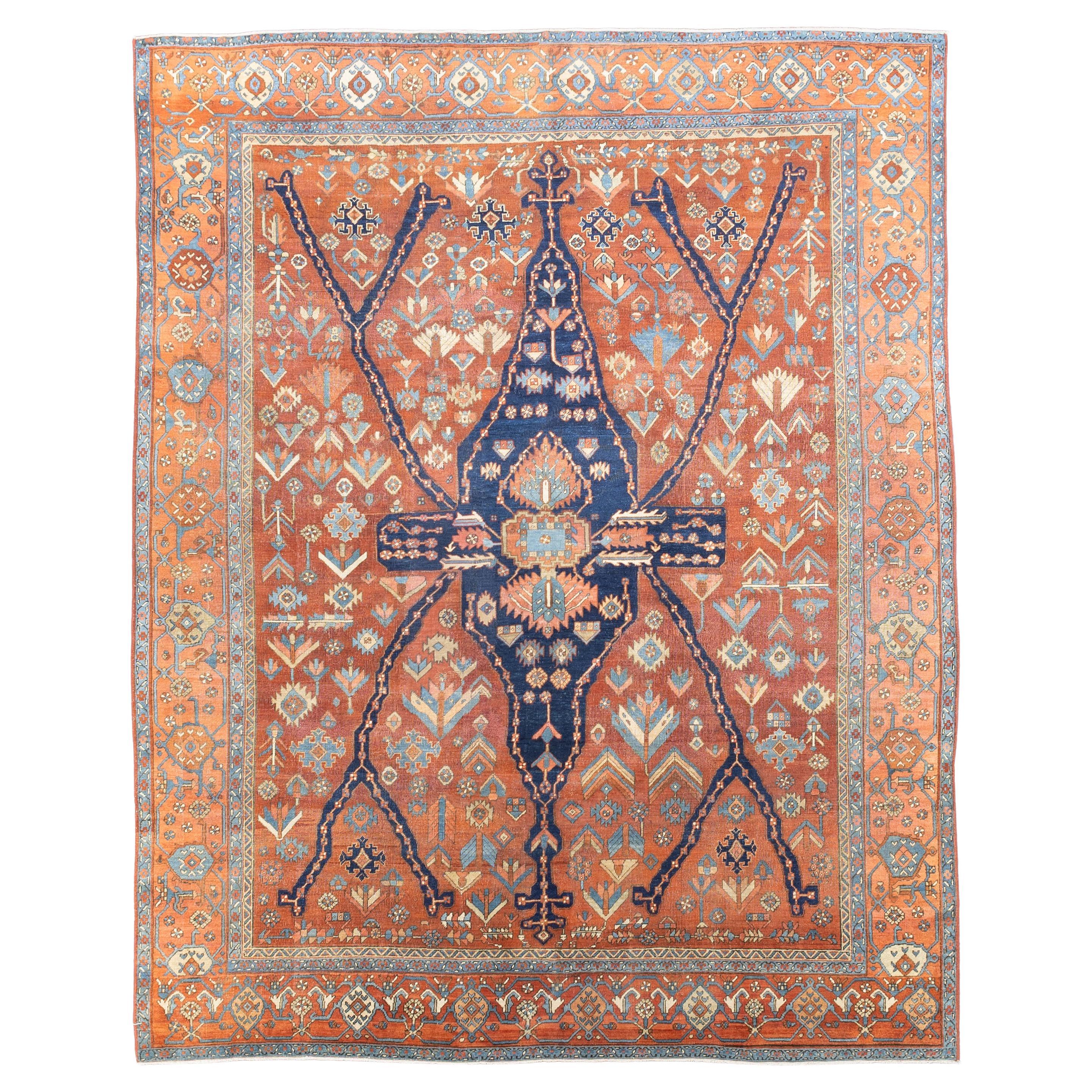 Tapis ancien persan Heriz Serapi 8'2 x 10'4