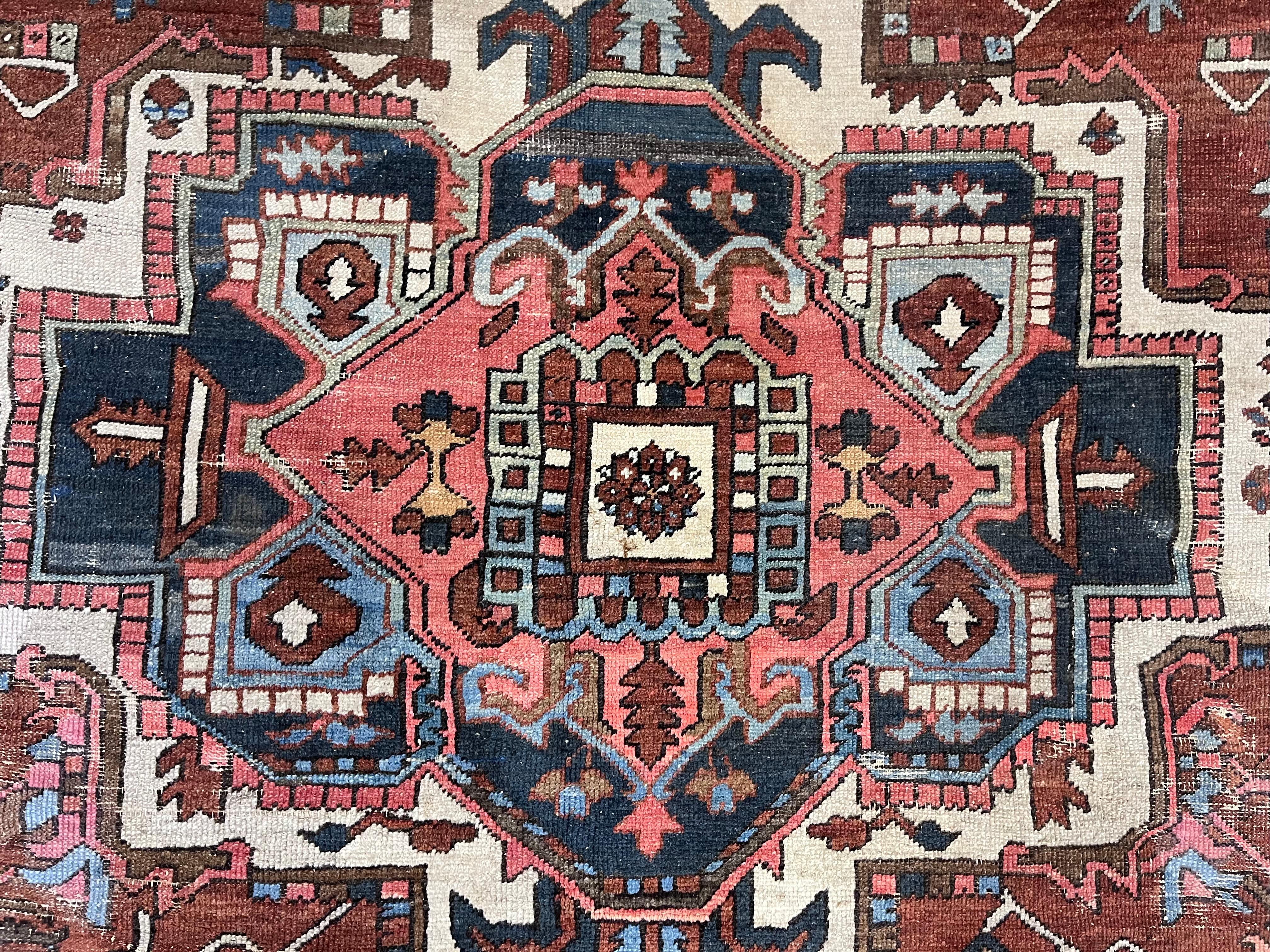 Feiner antiker persischer Heriz/Serapi-Wollteppich 10'0