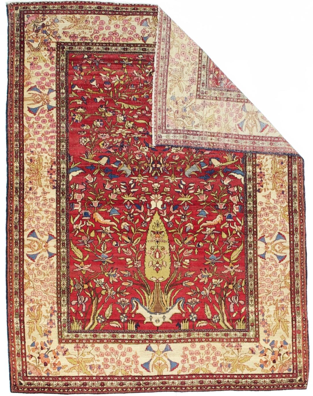 Feiner antiker persischer Isfahan-Teppich 4'7