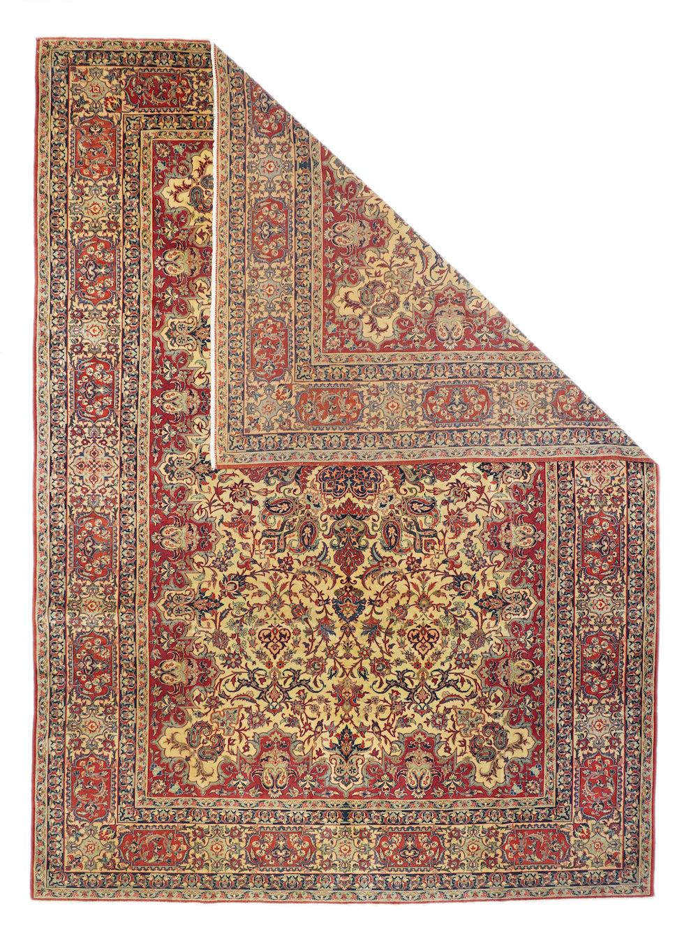 Wool Fine Antique Persian Isfahan Rug 7'7'' x 10'11'' For Sale