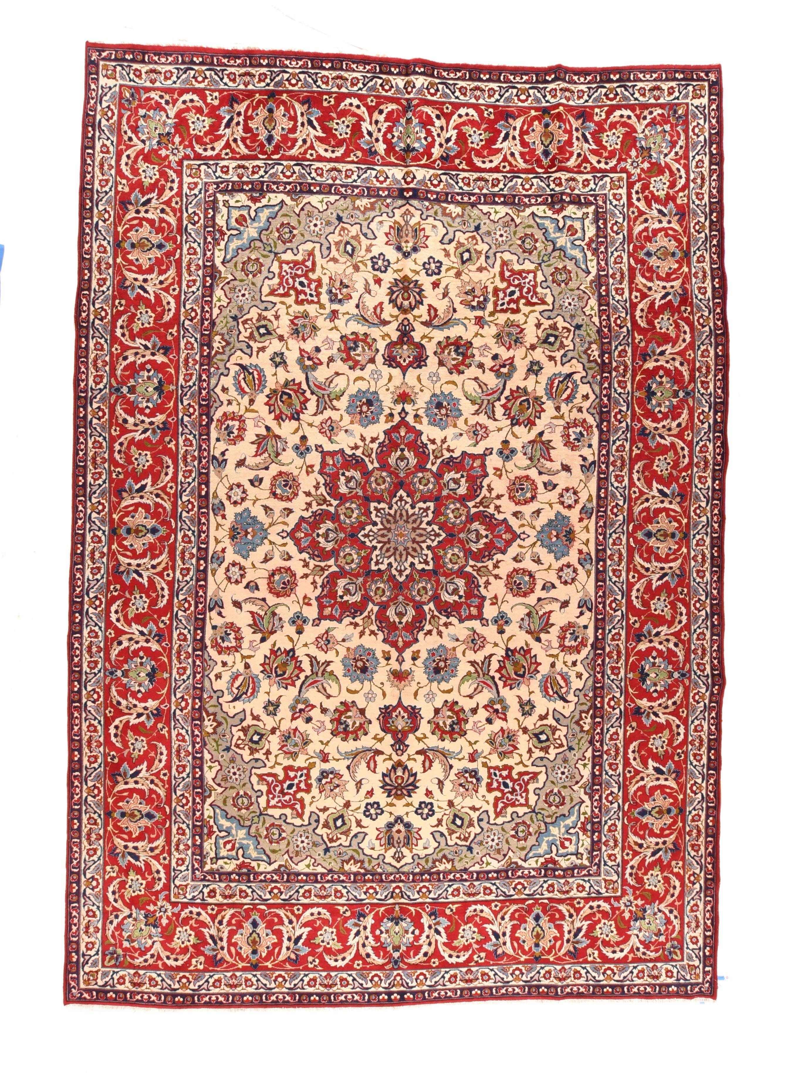 Feiner antiker persischer Isfahan-Teppich 9'7'' x 14'1'' (Persisch) im Angebot