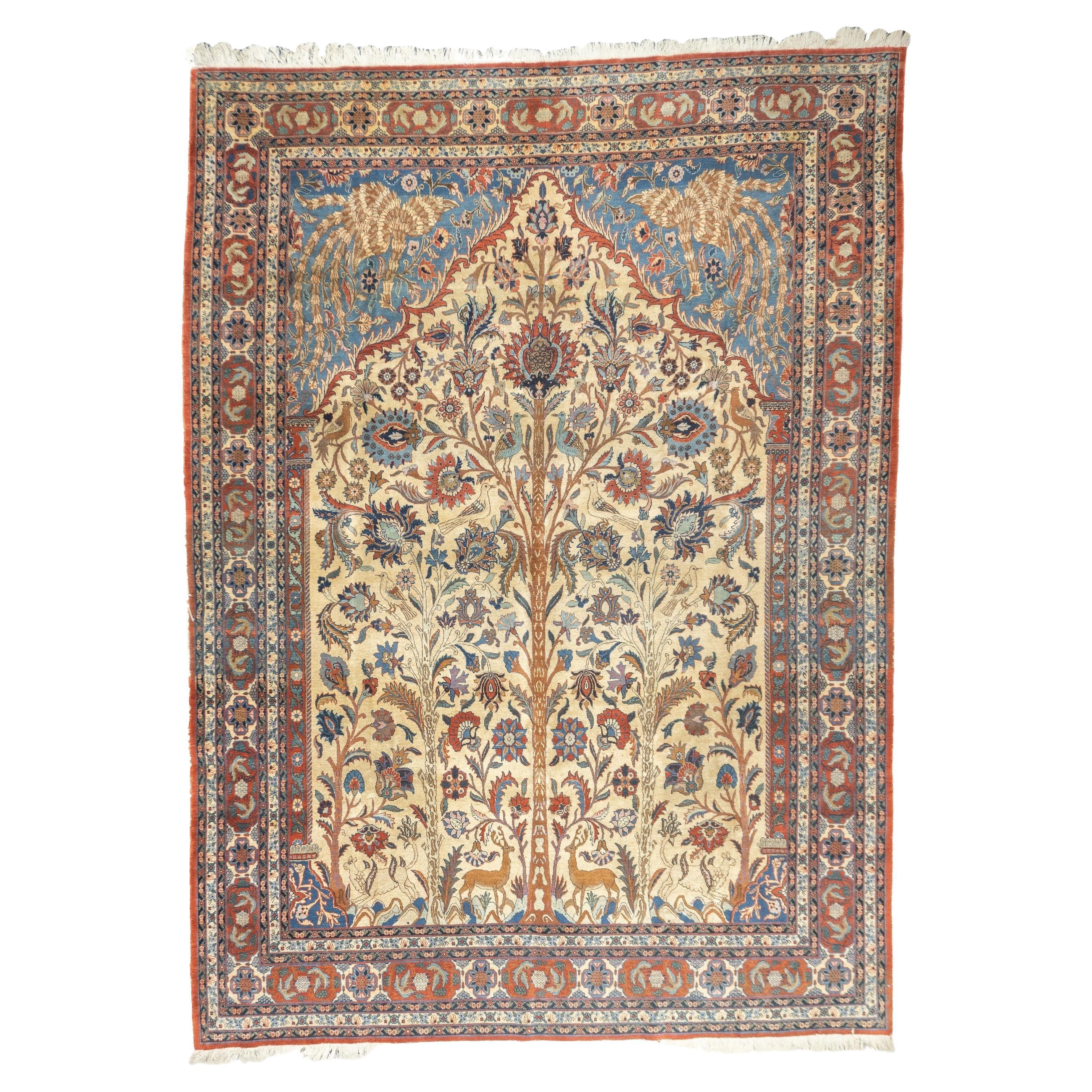Fine Antique Persian Isfahan Tree of Life Rug 8'5'' x 11'8''
