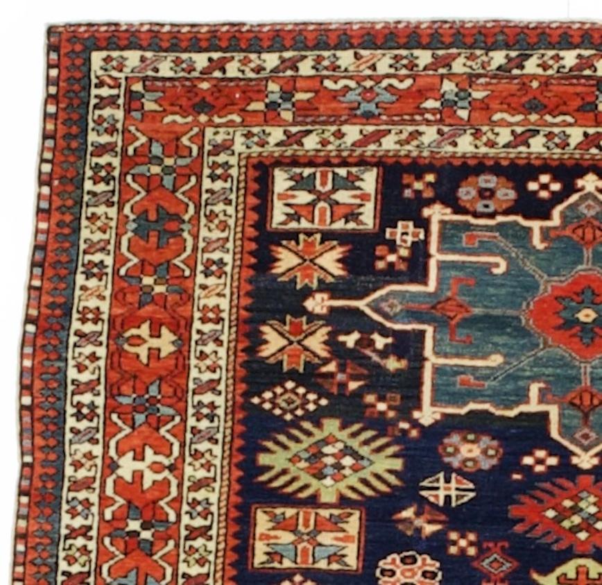 Fina Alfombra Persa Antigua Karajeh Heriz 4'7
