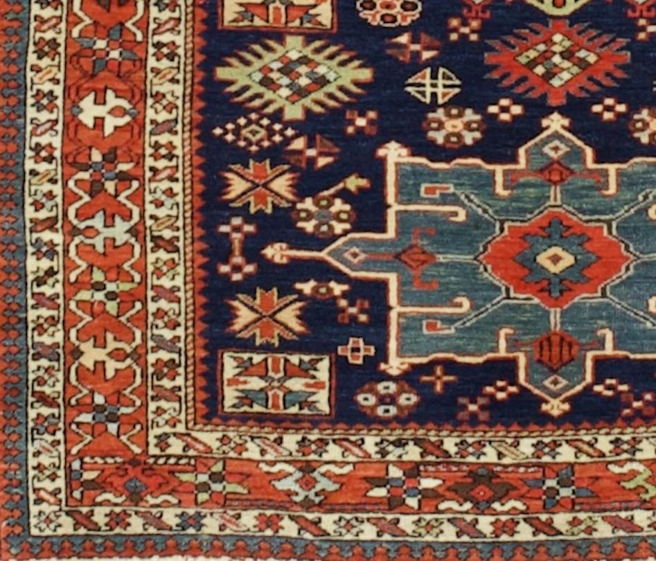 Fina Alfombra Persa Antigua Karajeh Heriz 4'7