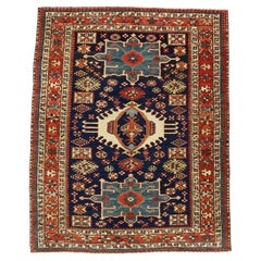 Fina Alfombra Persa Antigua Karajeh Heriz 4'7" x 5'10